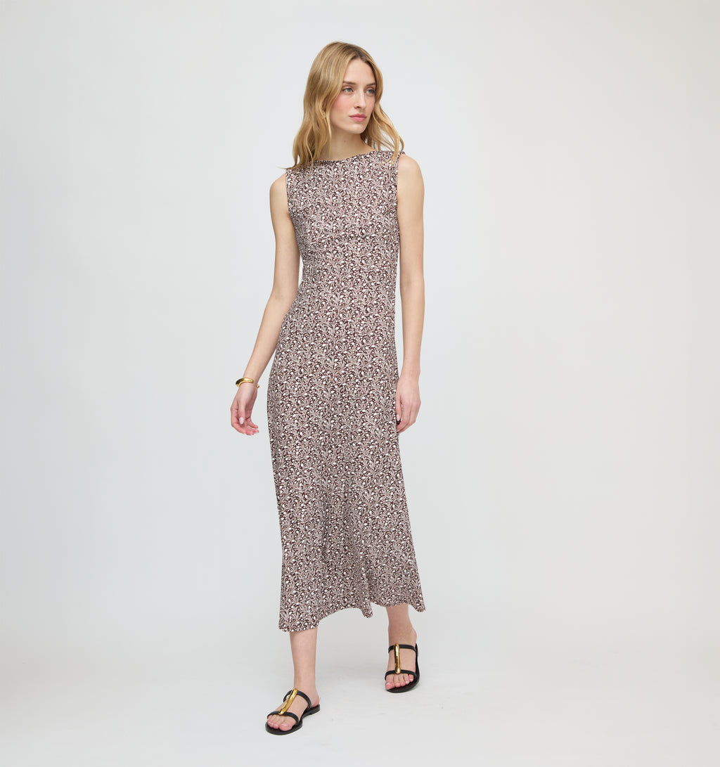 Hill House Home The Sloane Dress - Chocolate Ditsy Thistle