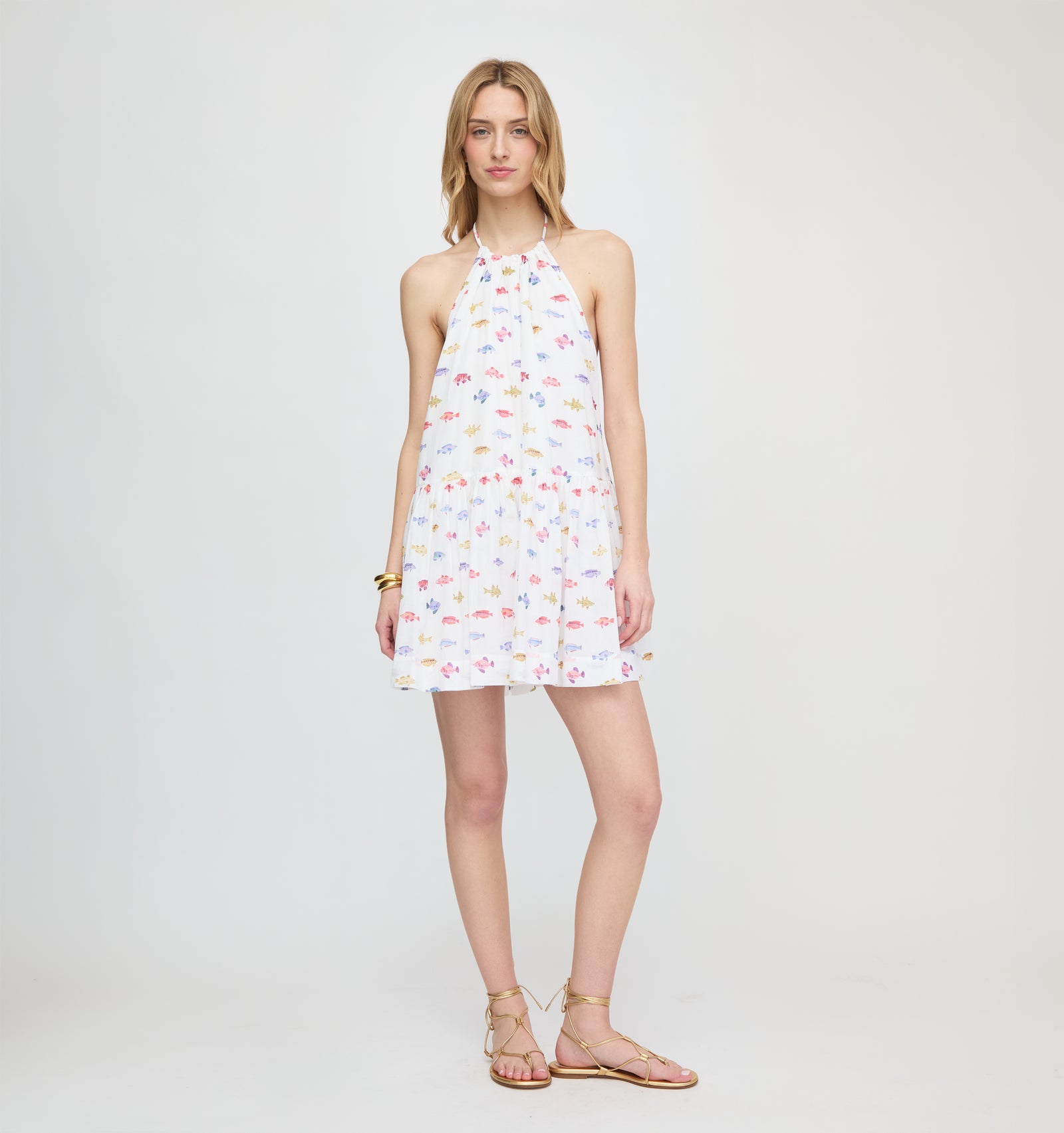 The Sol Tunic Dress - White Rainbow Fish