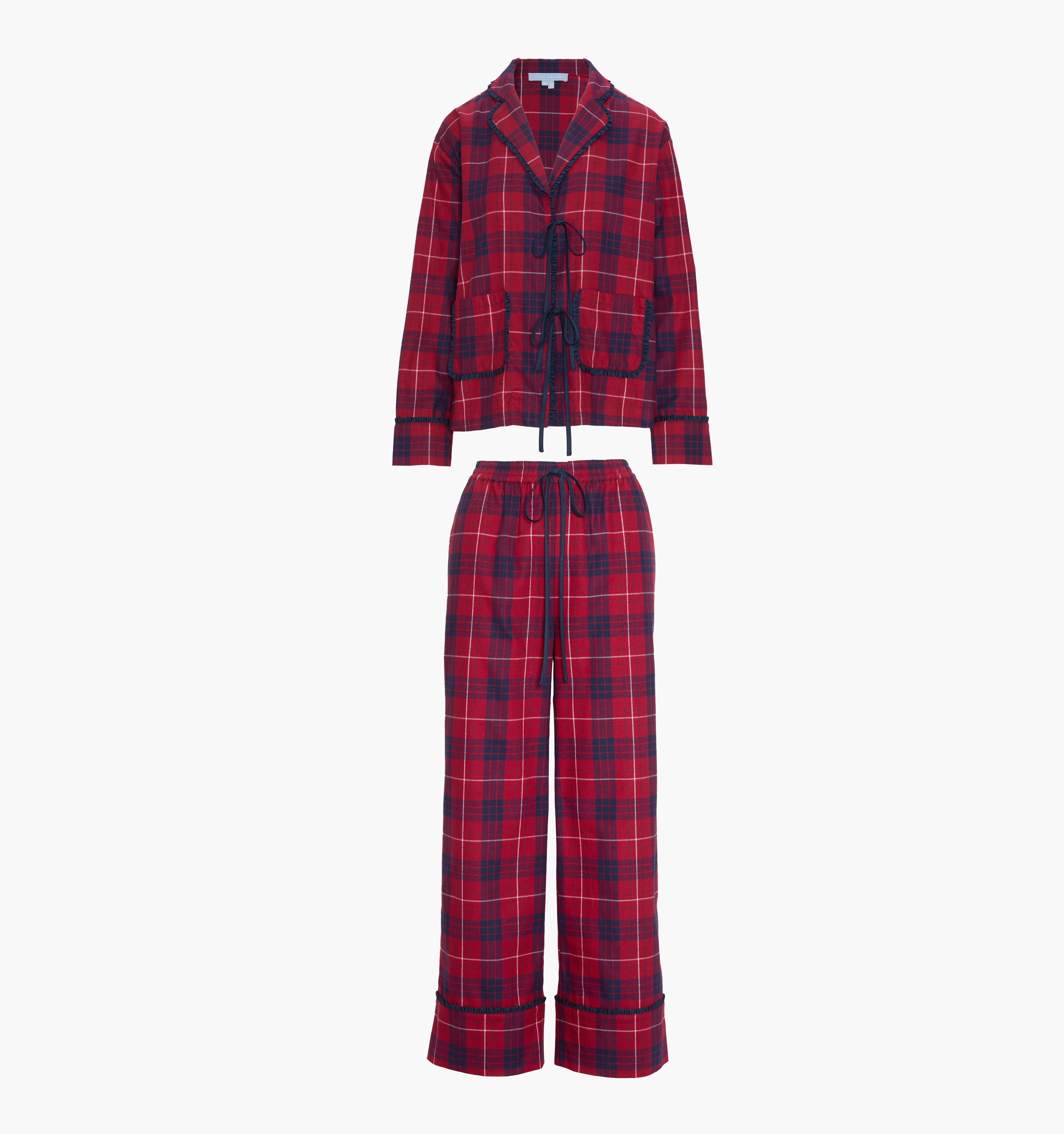 The Steffy PJ Set in Cherry Tartan color: Cherry Tartan