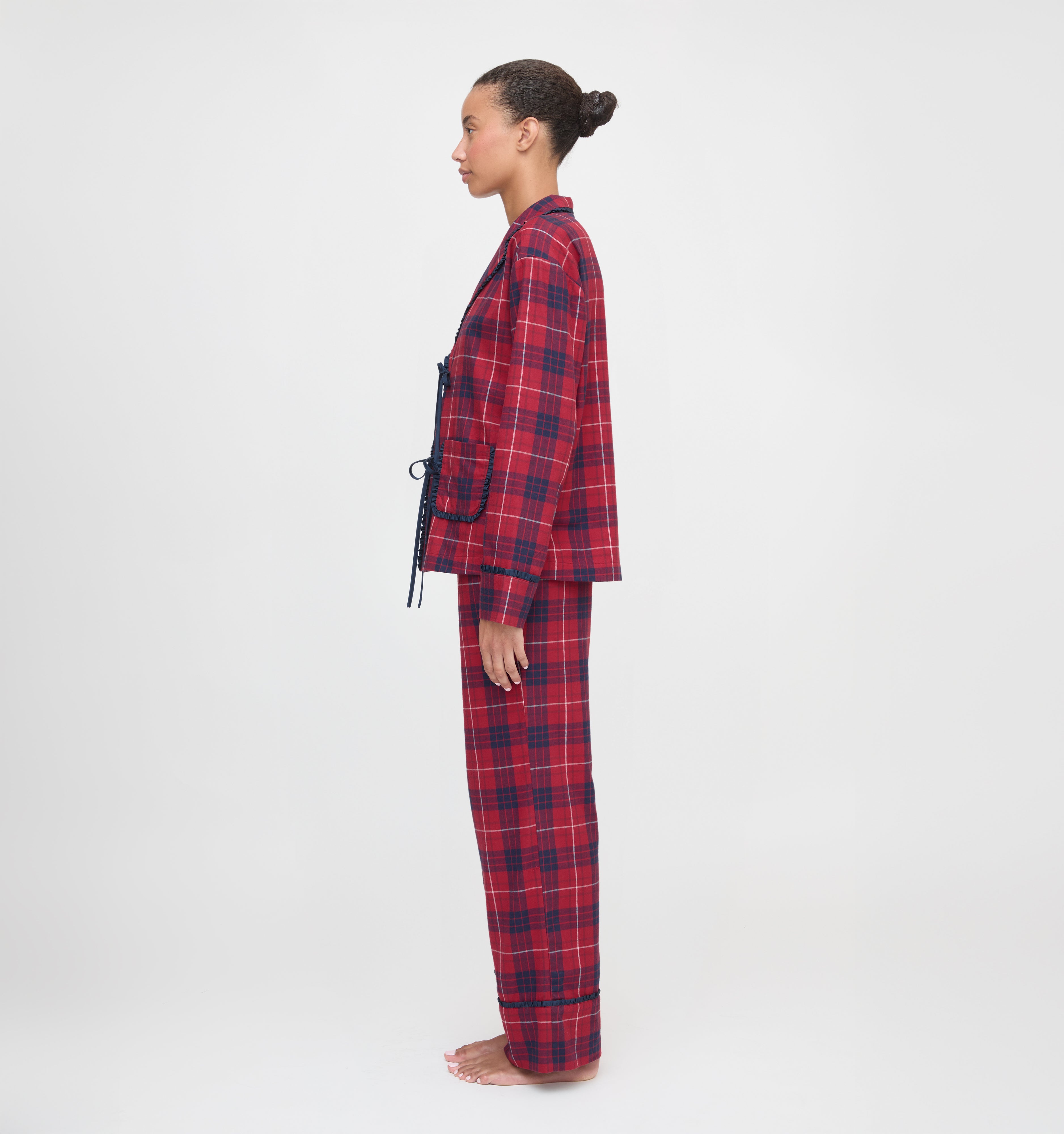 The Steffy PJ Set in Cherry Tartan color: Cherry Tartan