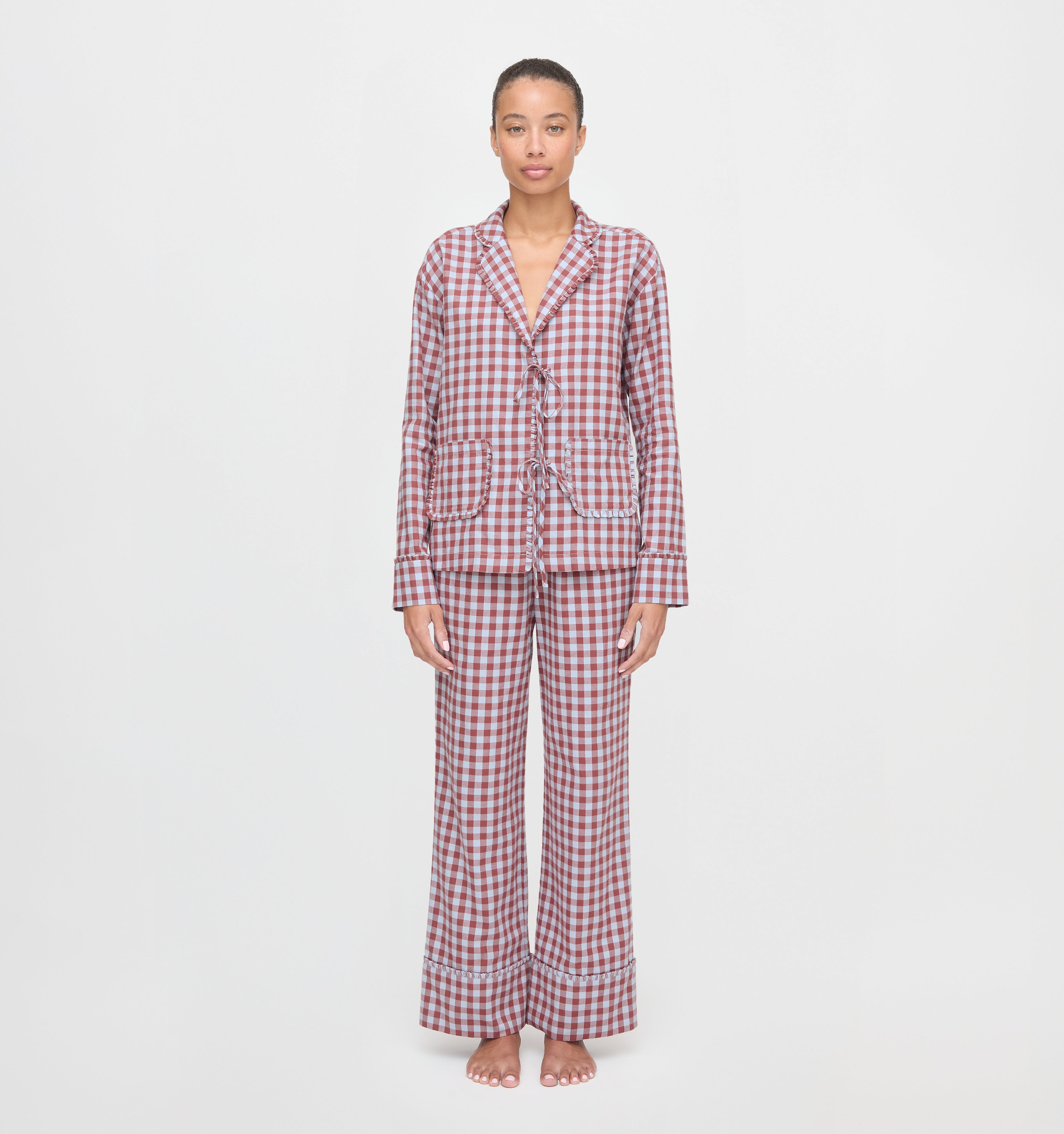 The Steffy PJ Set in Sienna Check color: Sienna Check