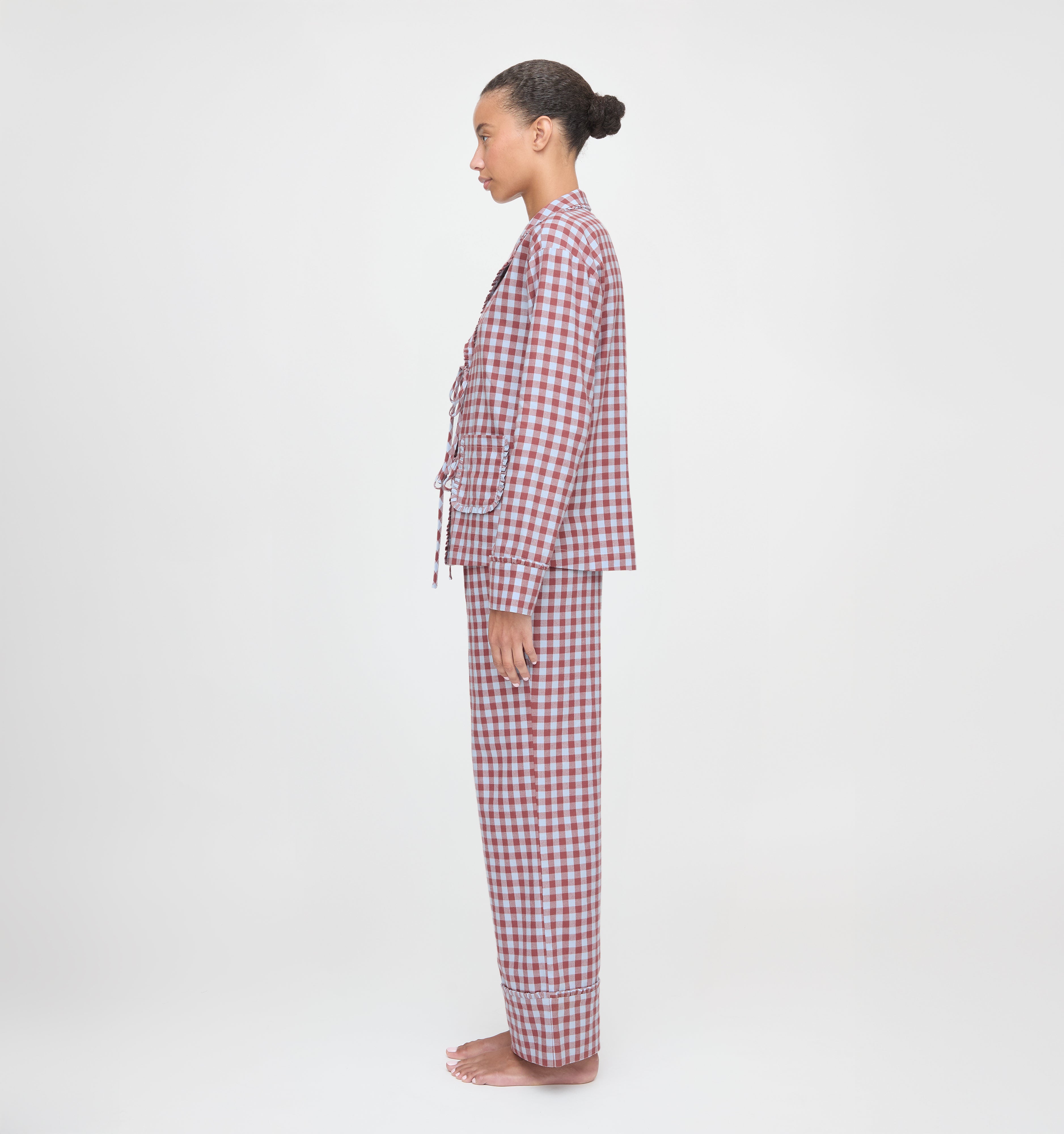 The Steffy PJ Set in Sienna Check color: Sienna Check