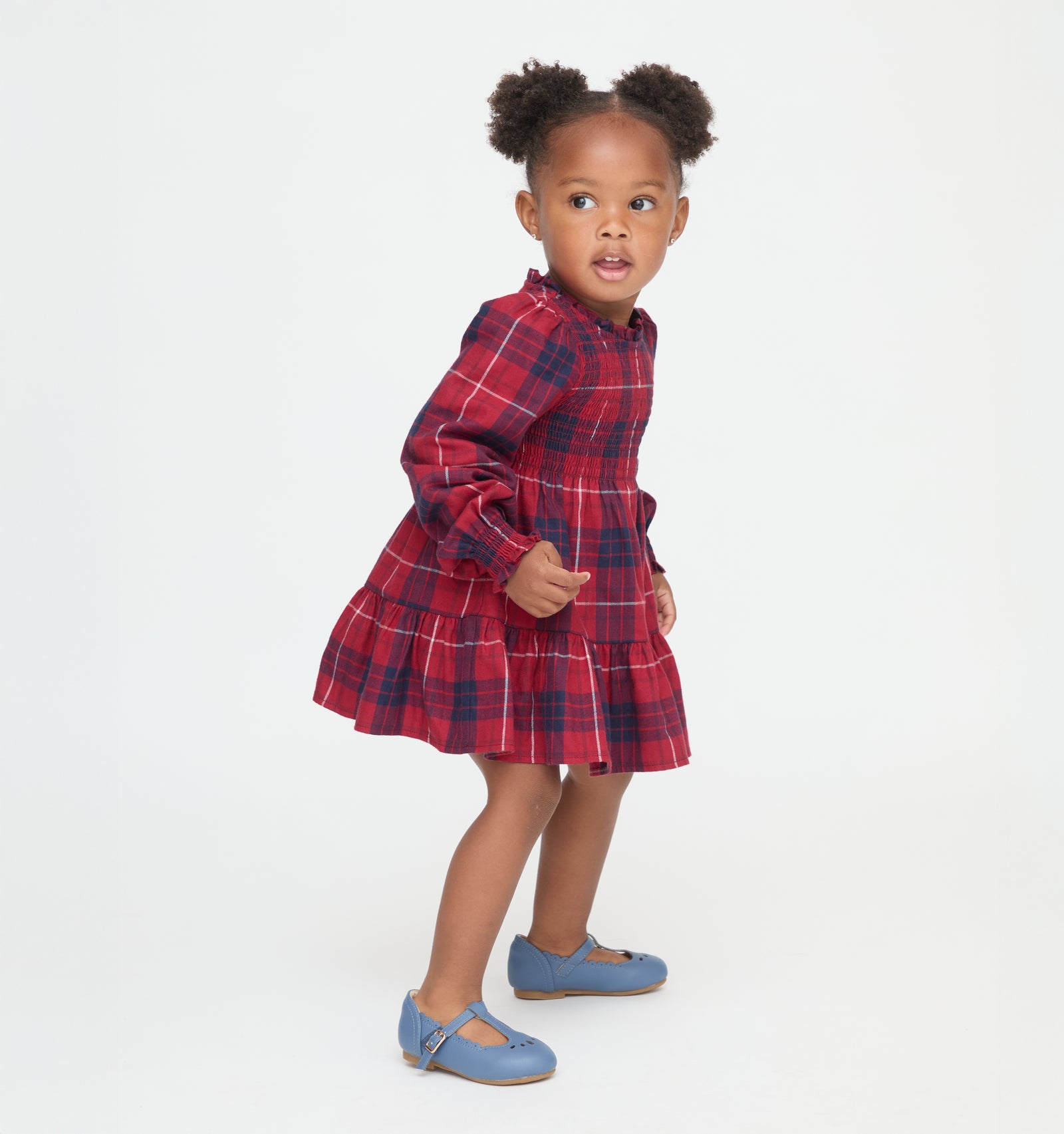The Tiny Viviana Nap Dress in Cherry Tartan color: Cherry Tartan