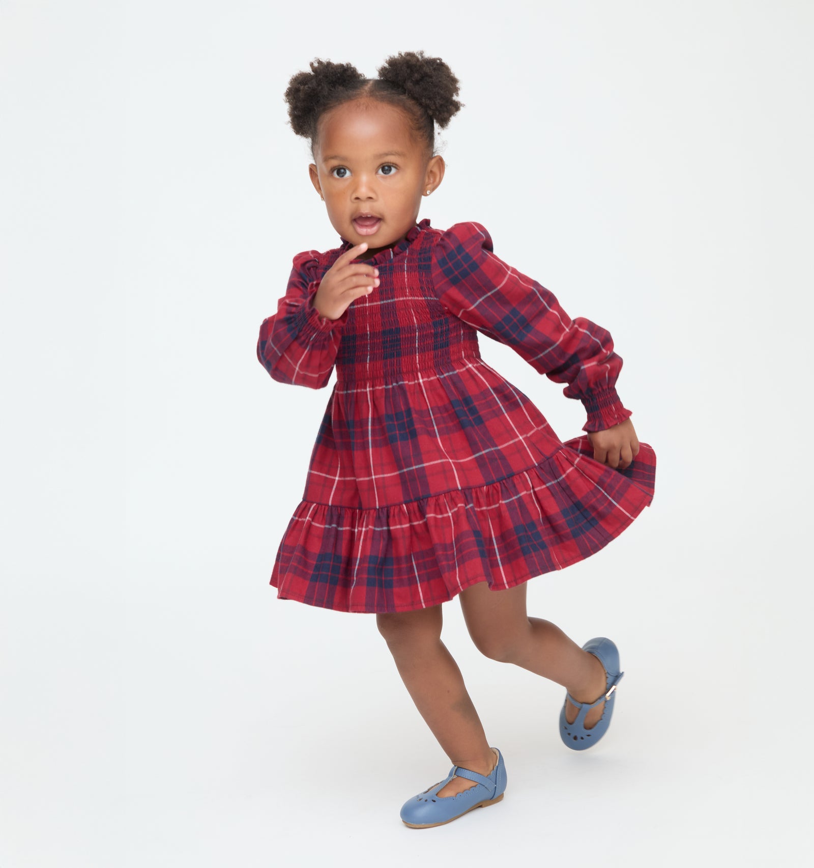 The Tiny Viviana Nap Dress in Cherry Tartan color: Cherry Tartan