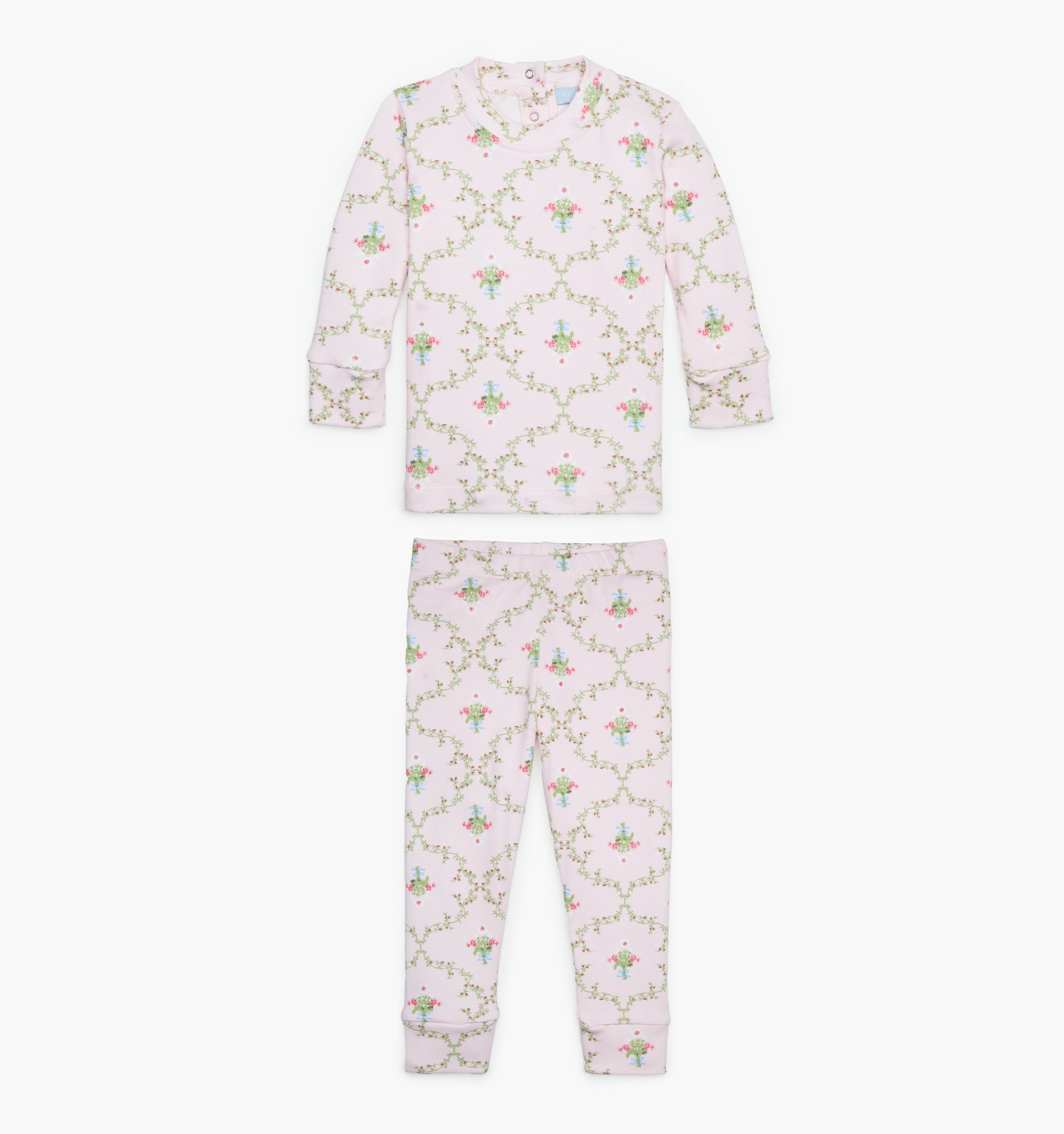 The Tiny Sully PJ Set - Light Pink Trellis