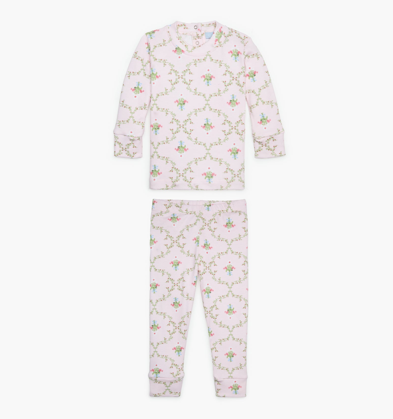 The Baby Sully PJ Set in Light Pink Trellis color: Light Pink Trellis
