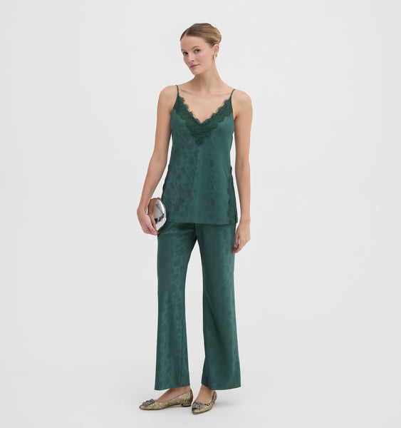 house on the hill Pants （Flower）80 The Beverly Pant - Jadeite Floral Jacquard – Hill House Home