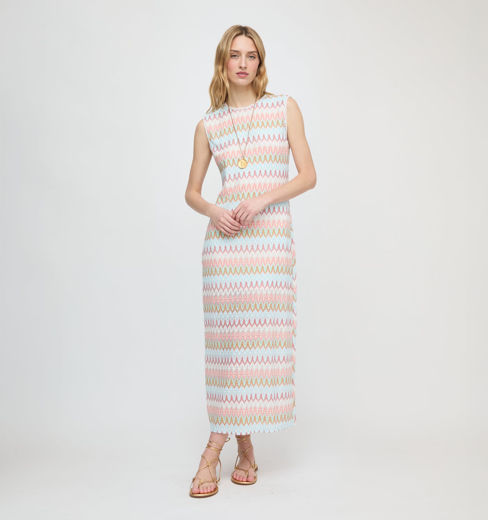 The Taytum Dress - White Multi Smooth Shimmer Knit