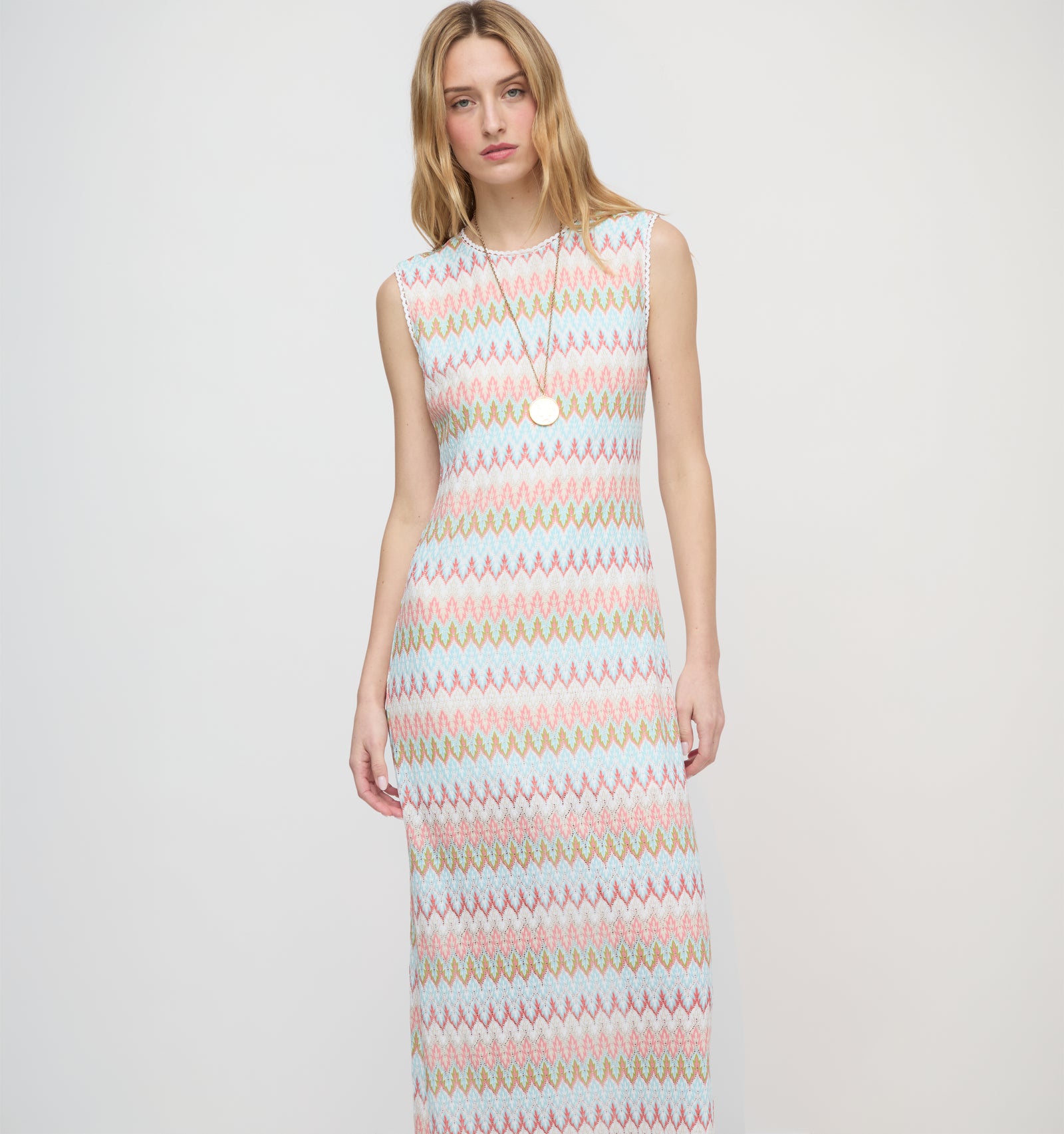 The Taytum Dress - White Multi Smooth Shimmer Knit