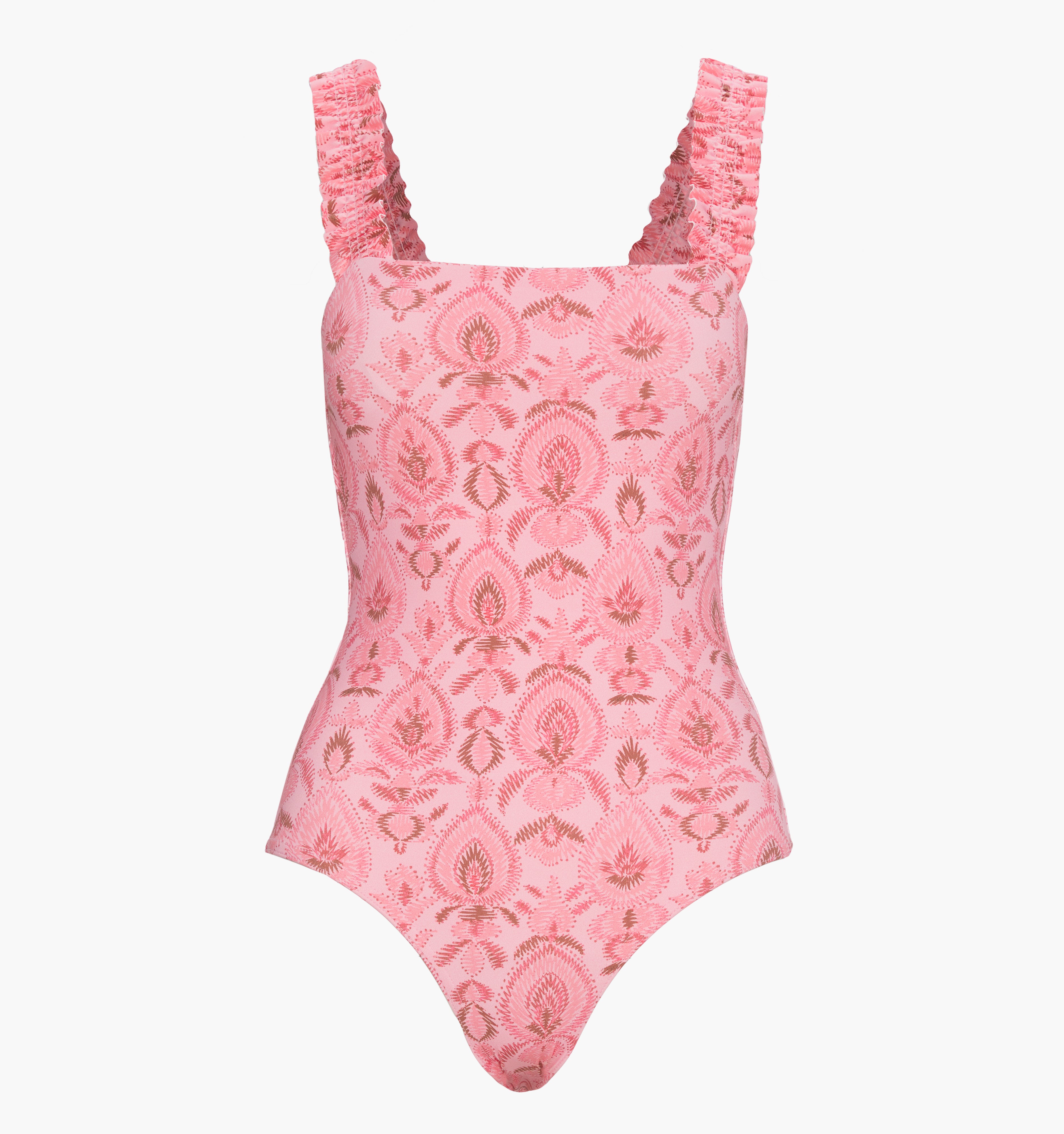 The Teagan One Piece - Pink Palm Ikat