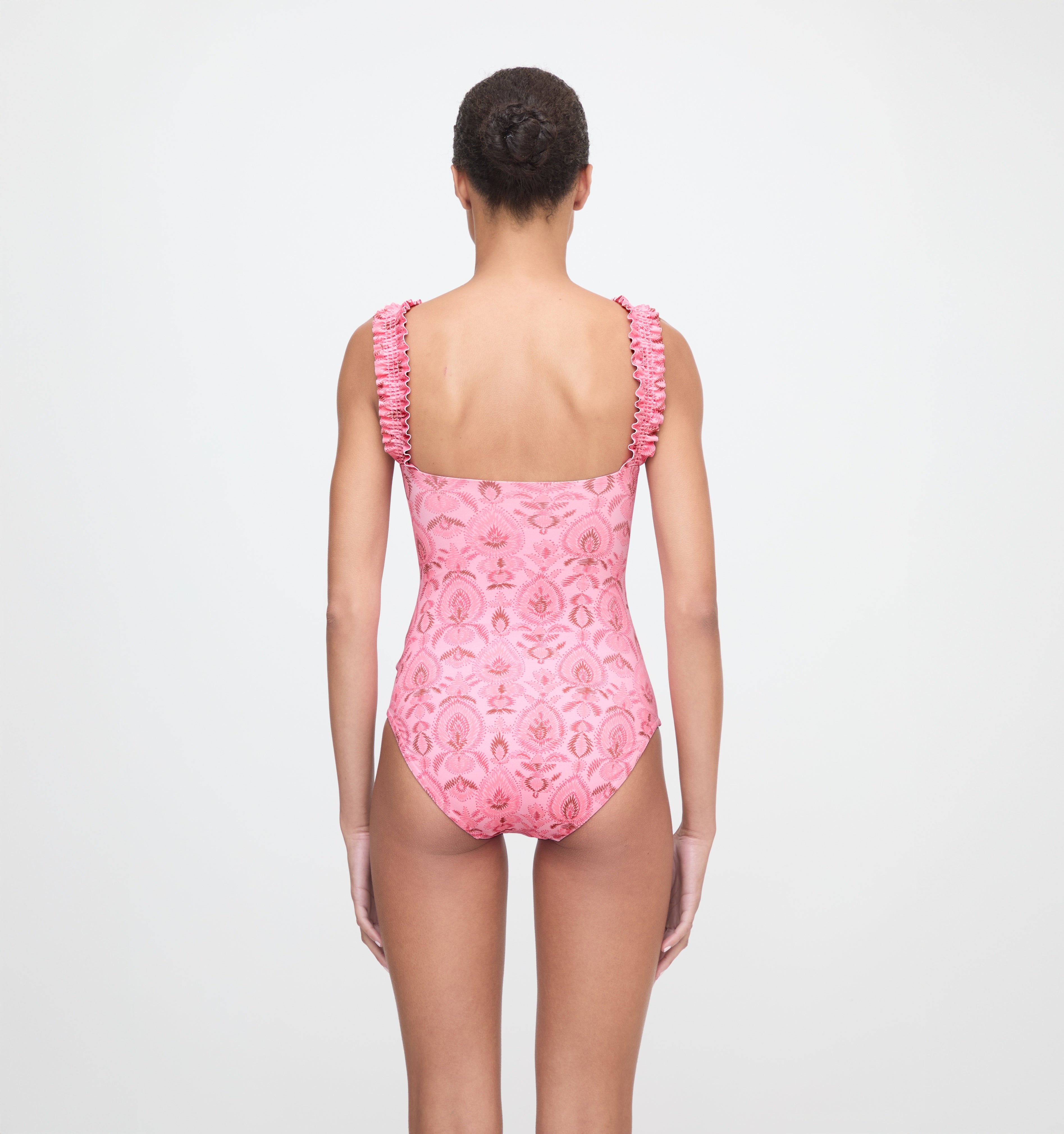 The Teagan One Piece - Pink Palm Ikat