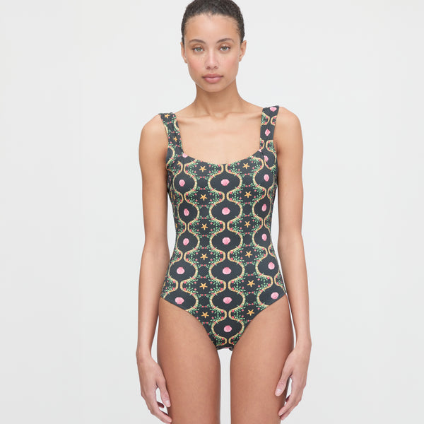 ワンピース Acka. resort camisole one-piece SIMKHAI Noa Belted Bustier One Piece Swimsuit in Sangria