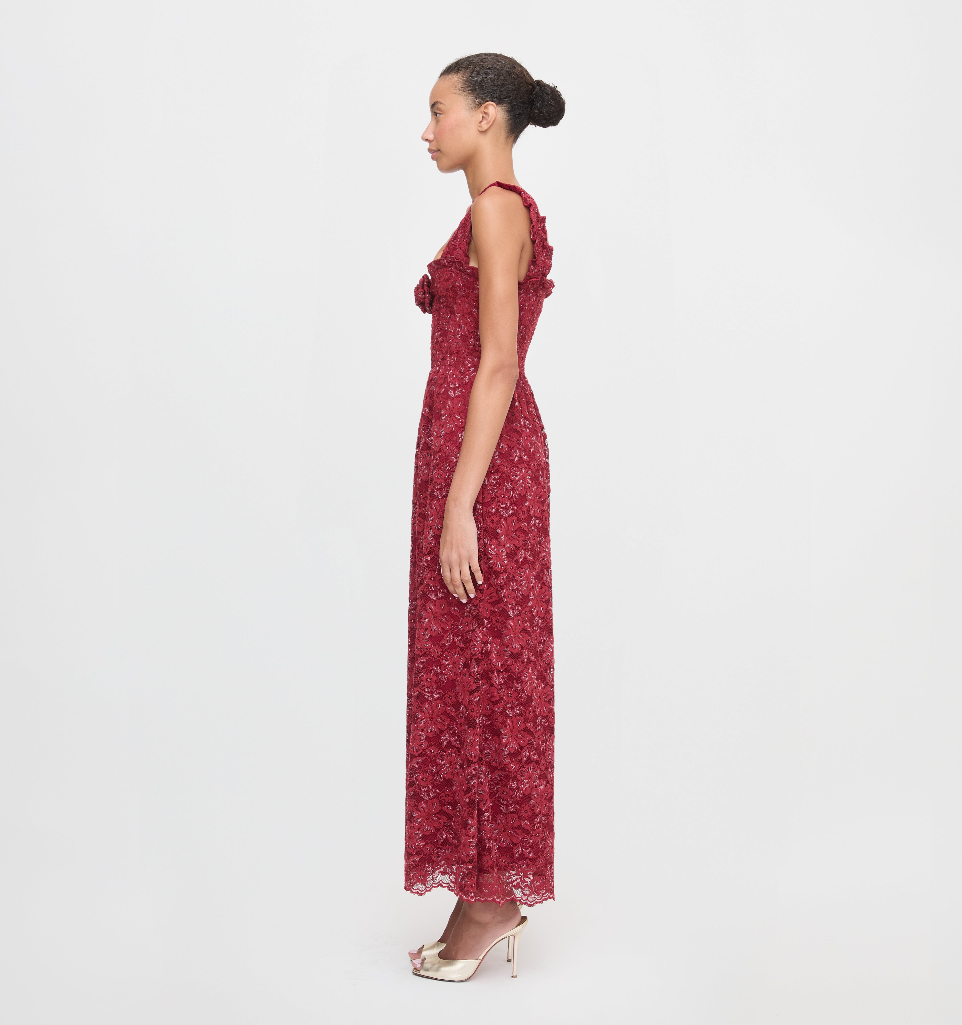 The Rosetta Nap Dress in Claret Lace color: Claret Lace 