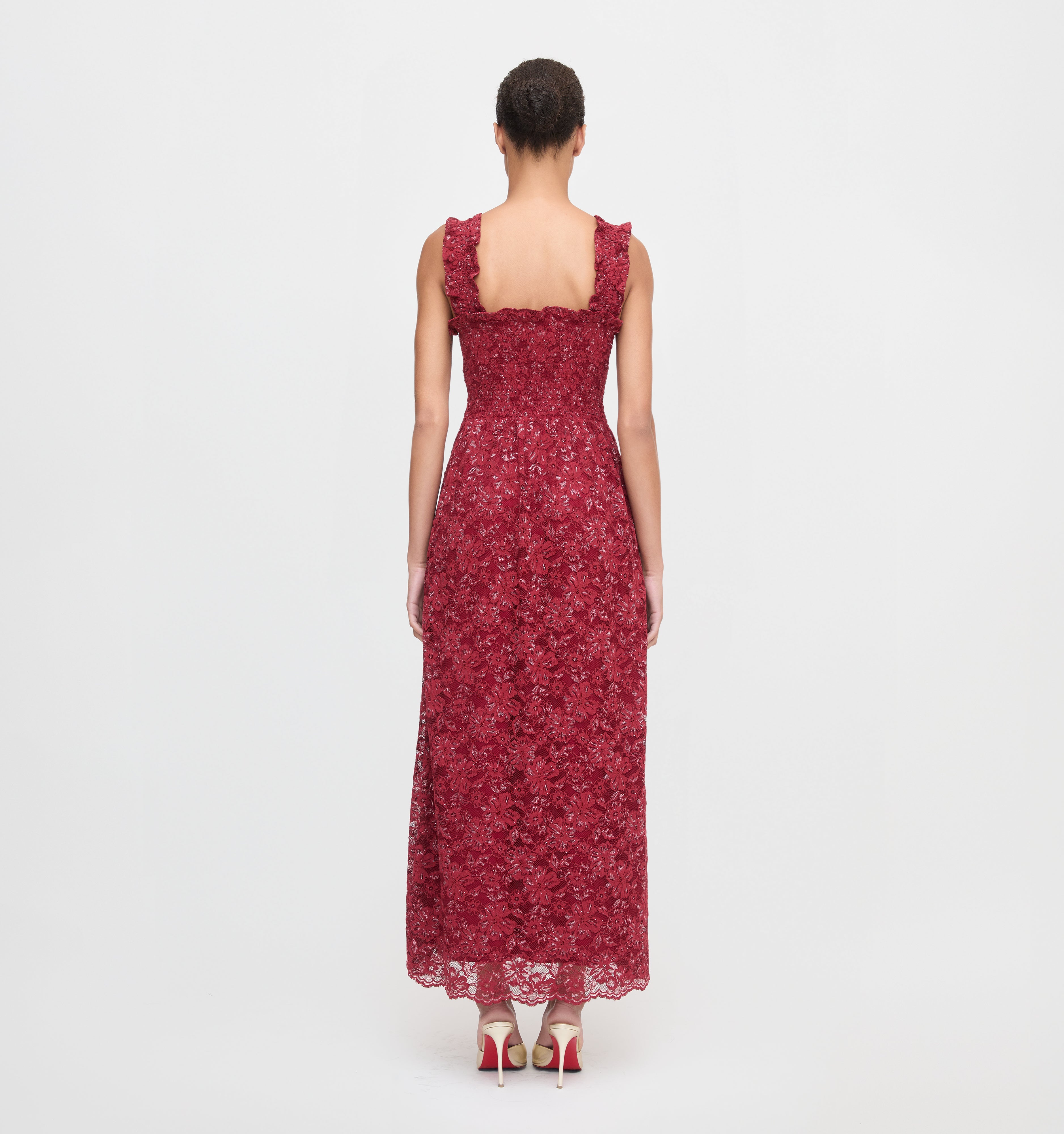The Rosetta Nap Dress in Claret Lace color: Claret Lace 