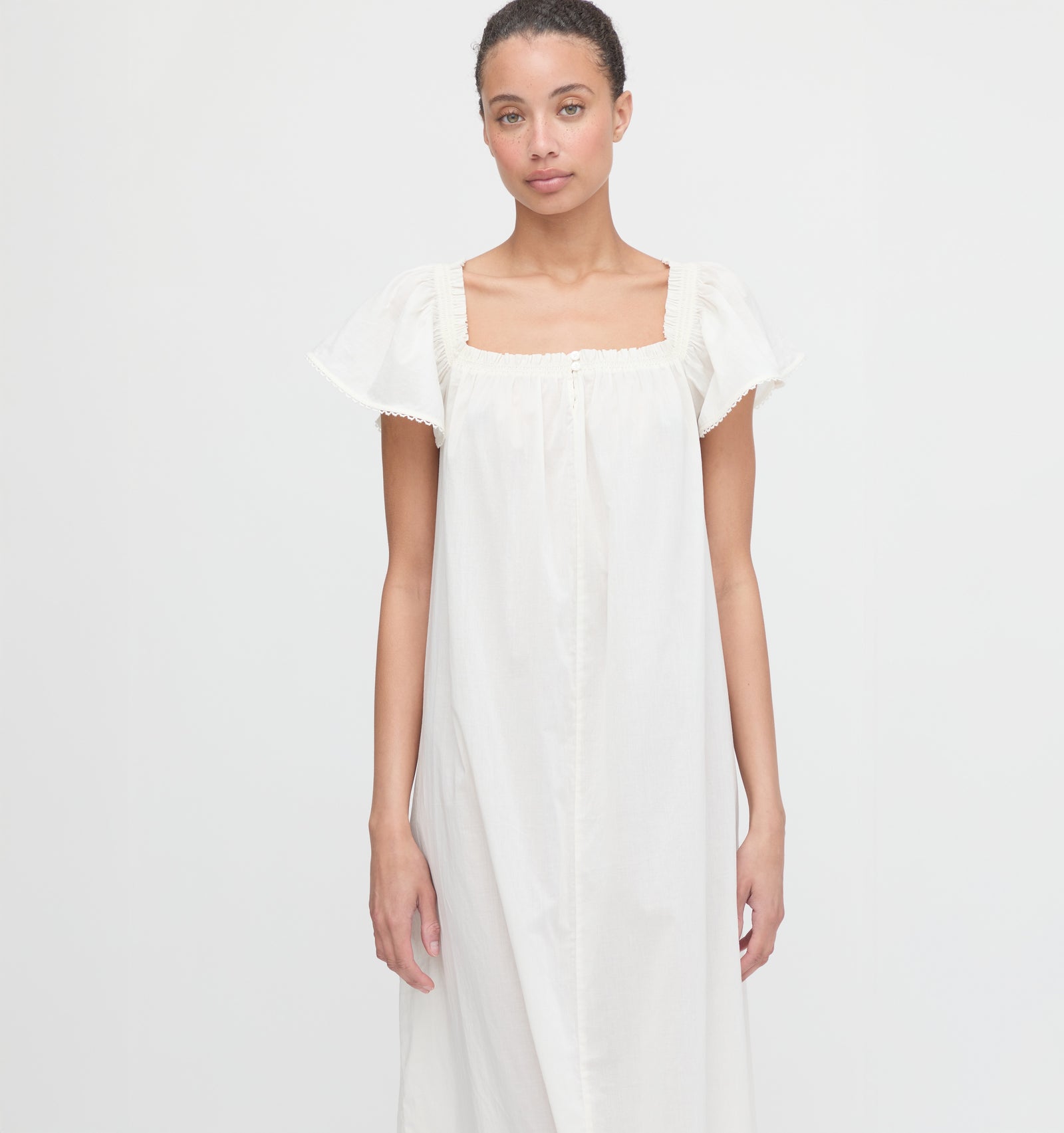 nightgown dress Retro Style Cotton Night Gown M / White I Retro Fairy A flawless cotton lawn classic nightgown for everyday wear Linen Short Nightgown RIVER with