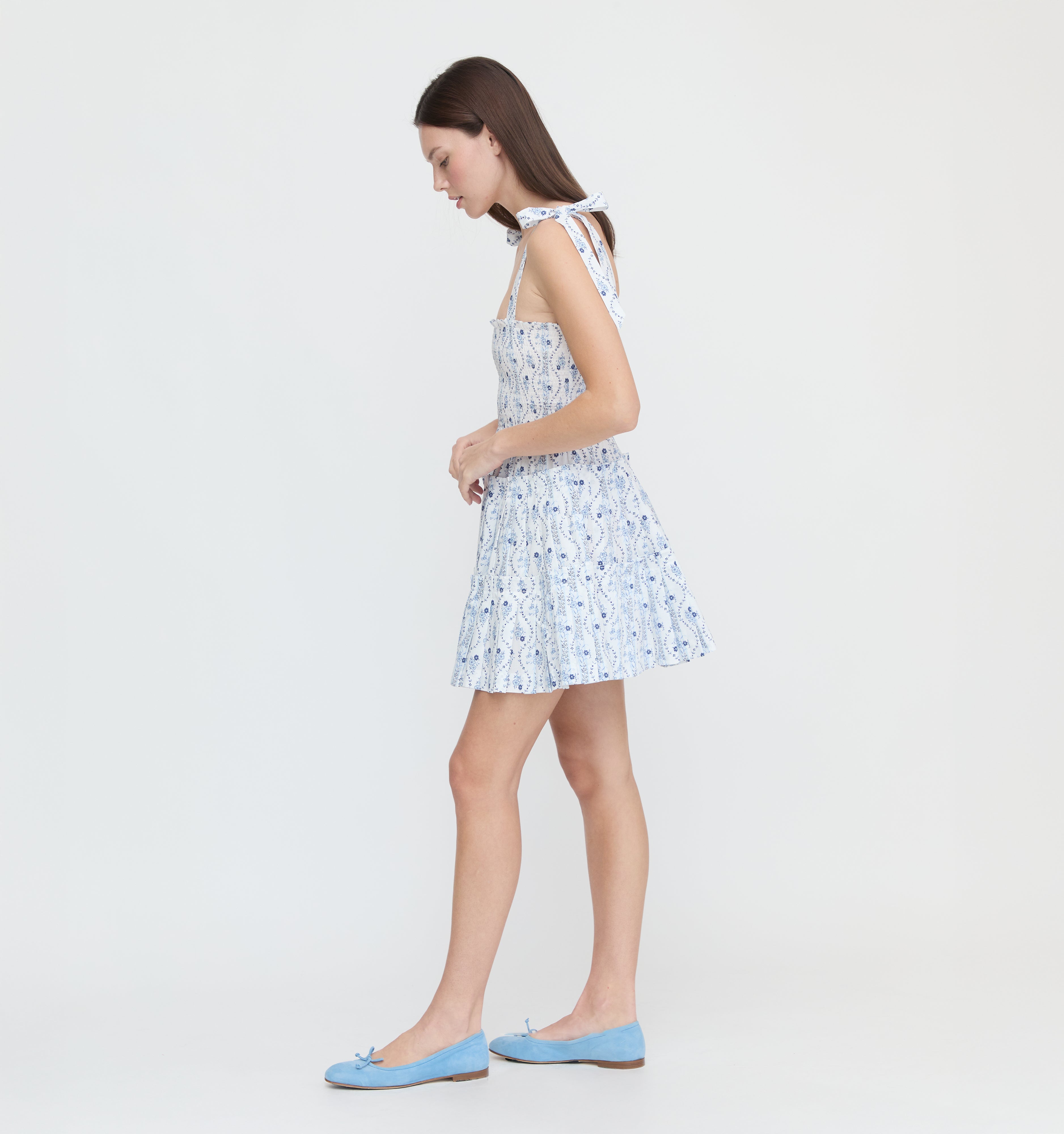 The Ribbon Charlotte Nap Dress - Blue Vine Stripe
