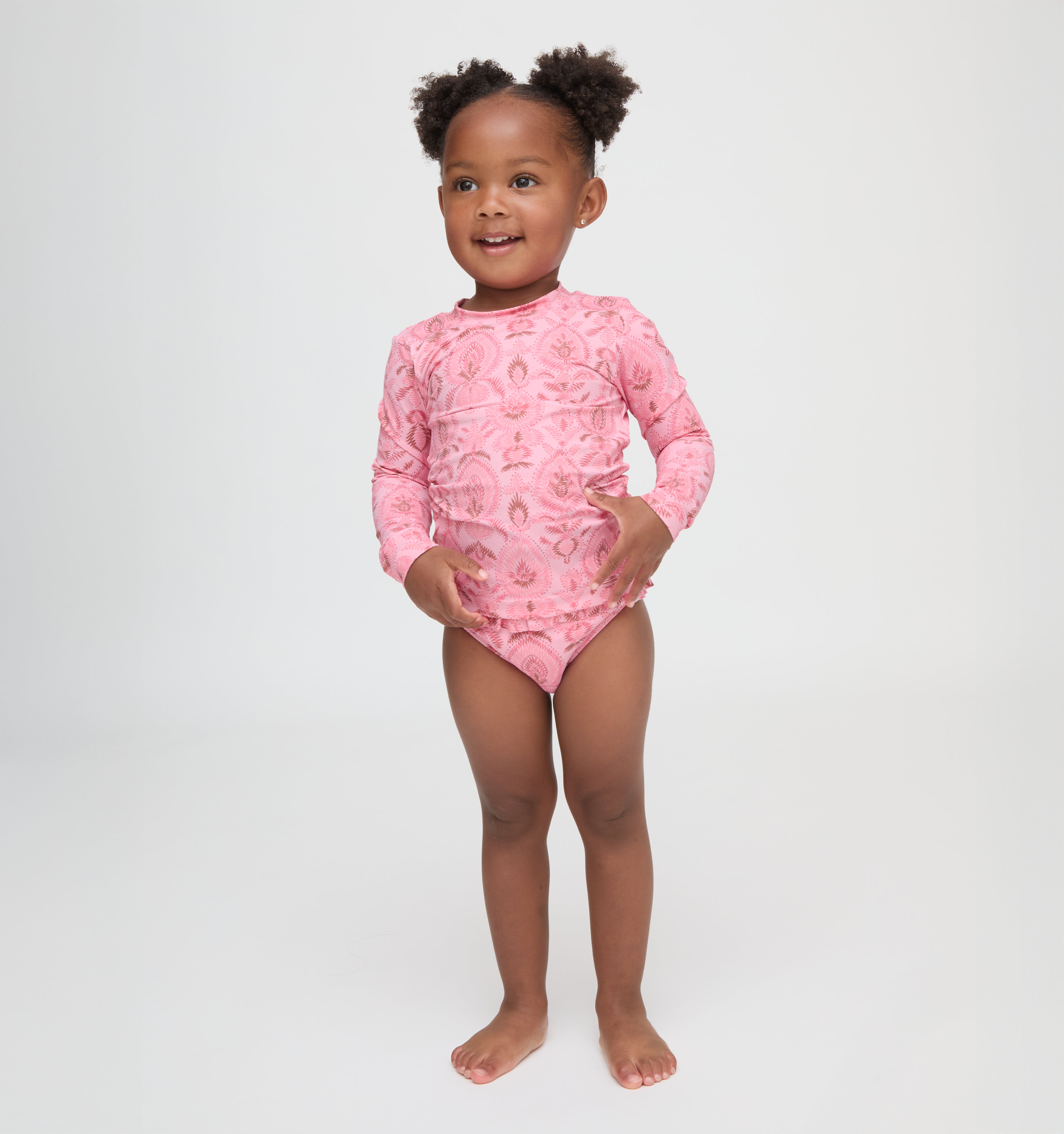 The Baby Ariel Rashguard Set - Pink Palm Ikat
