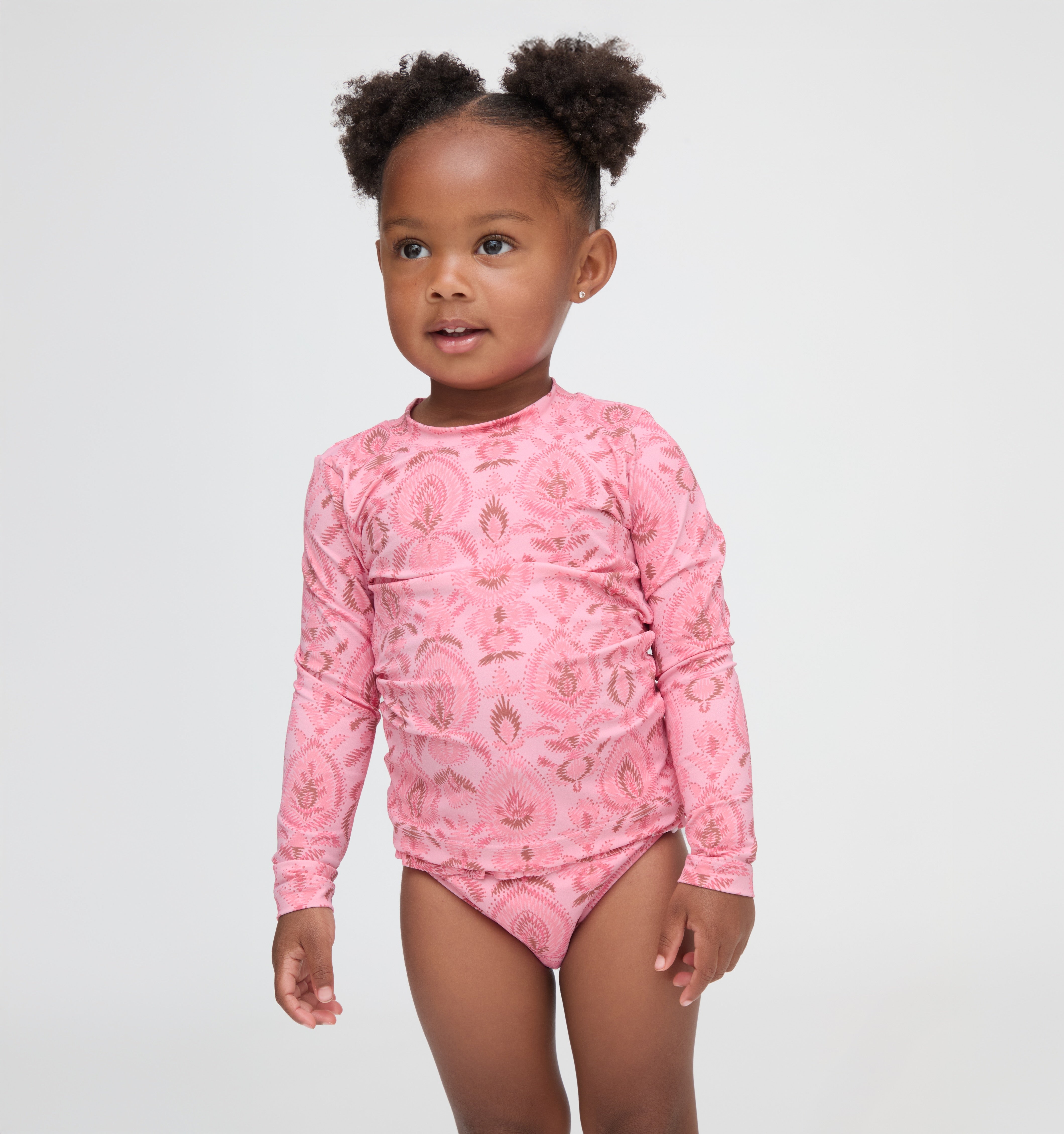 The Baby Ariel Rashguard Set - Pink Palm Ikat