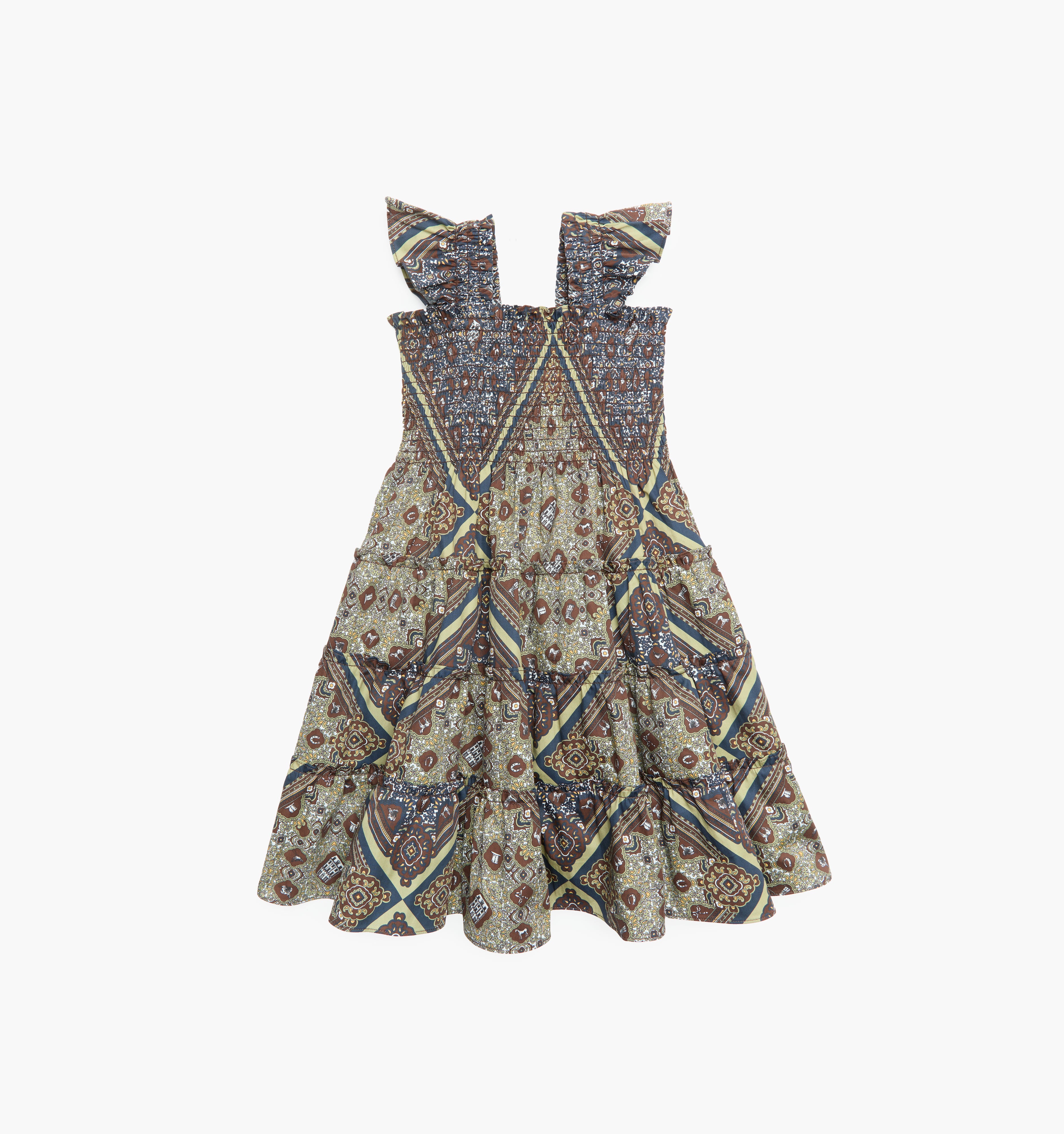 The Tiny Ellie Nap Dress in Olive Equestrian Scarf color: Olive Equestrian Scarf