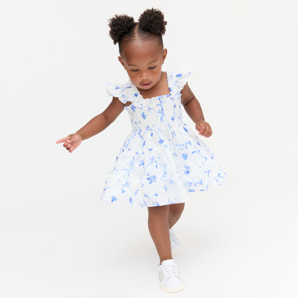 Tiny Nap Dress | The Ellie Blue Botanical / 4/5Y | 100% Cotton