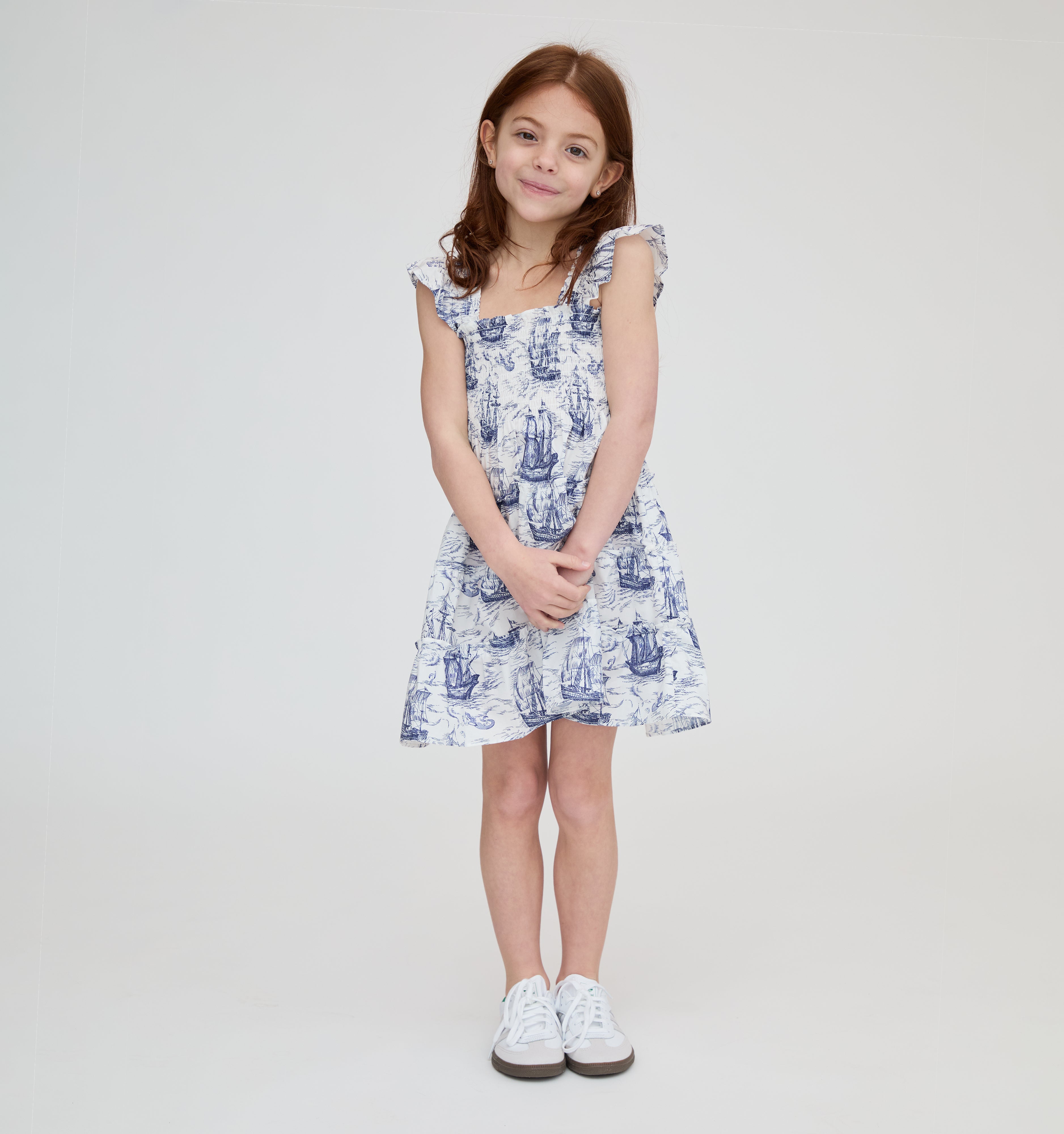 The Tiny Ellie Nap Dress - Navy Mariner's Toile