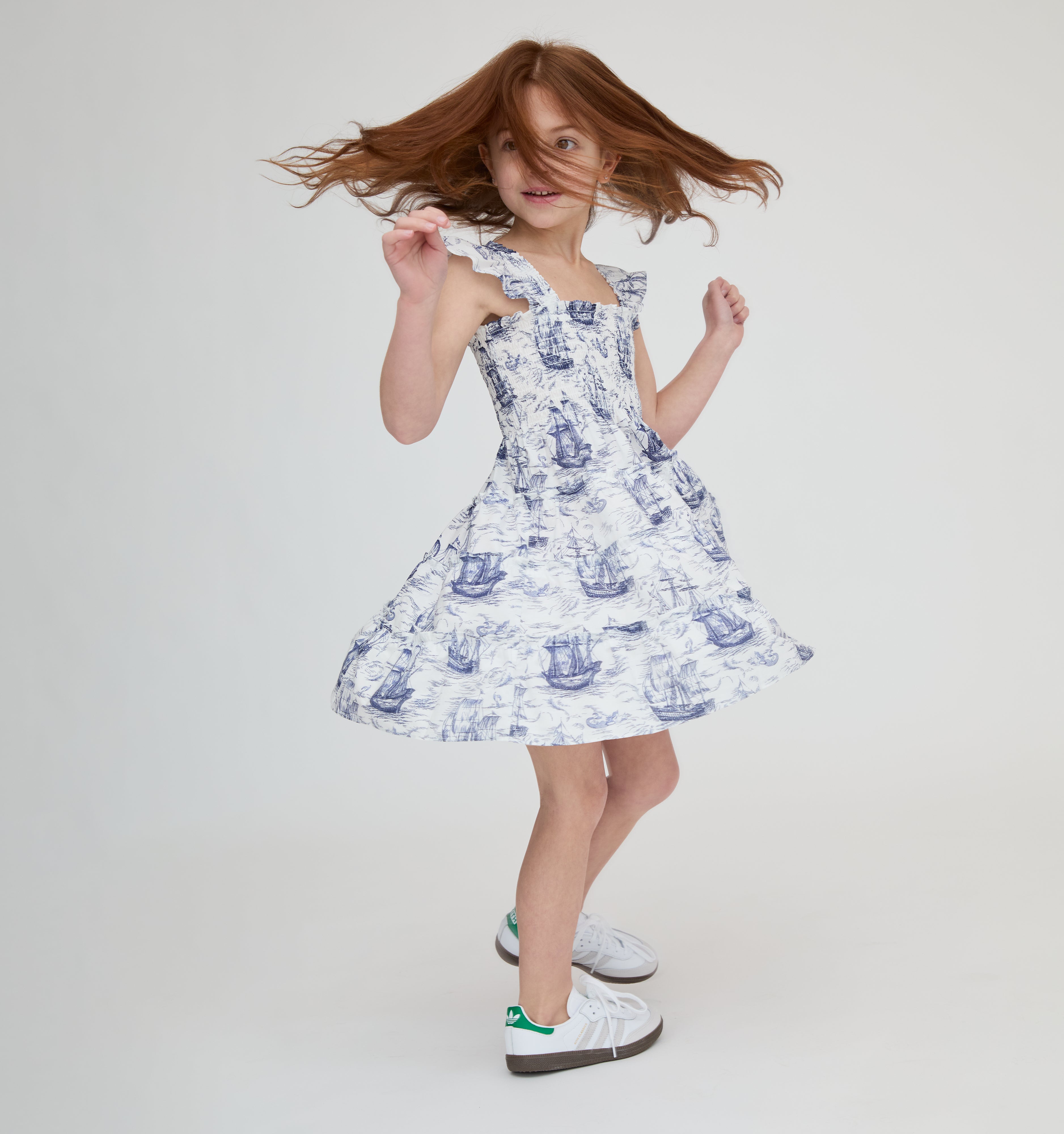 The Tiny Ellie Nap Dress - Navy Mariner's Toile