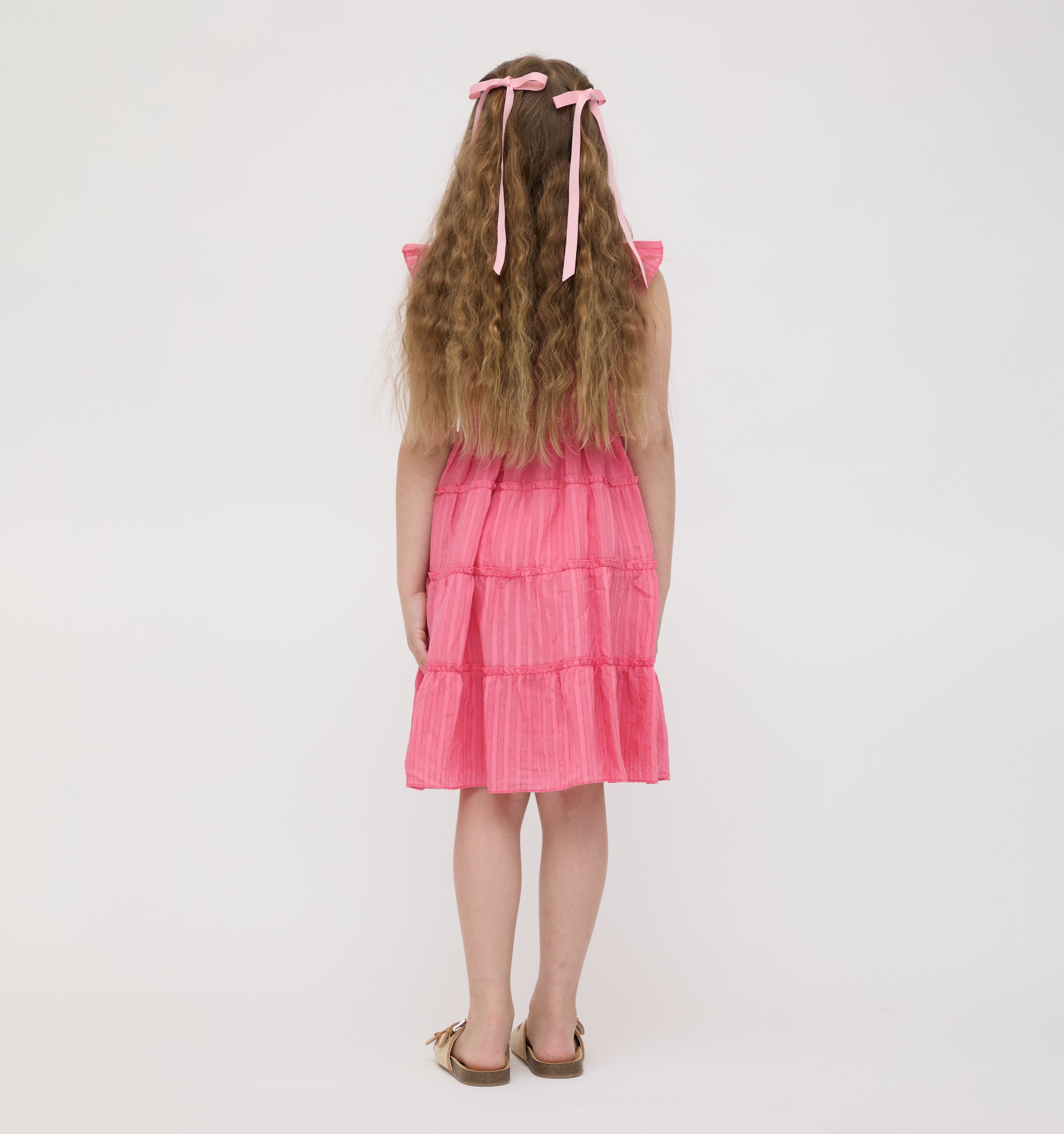 The Tiny Ellie Nap Dress - Watermelon Tonal Seersucker