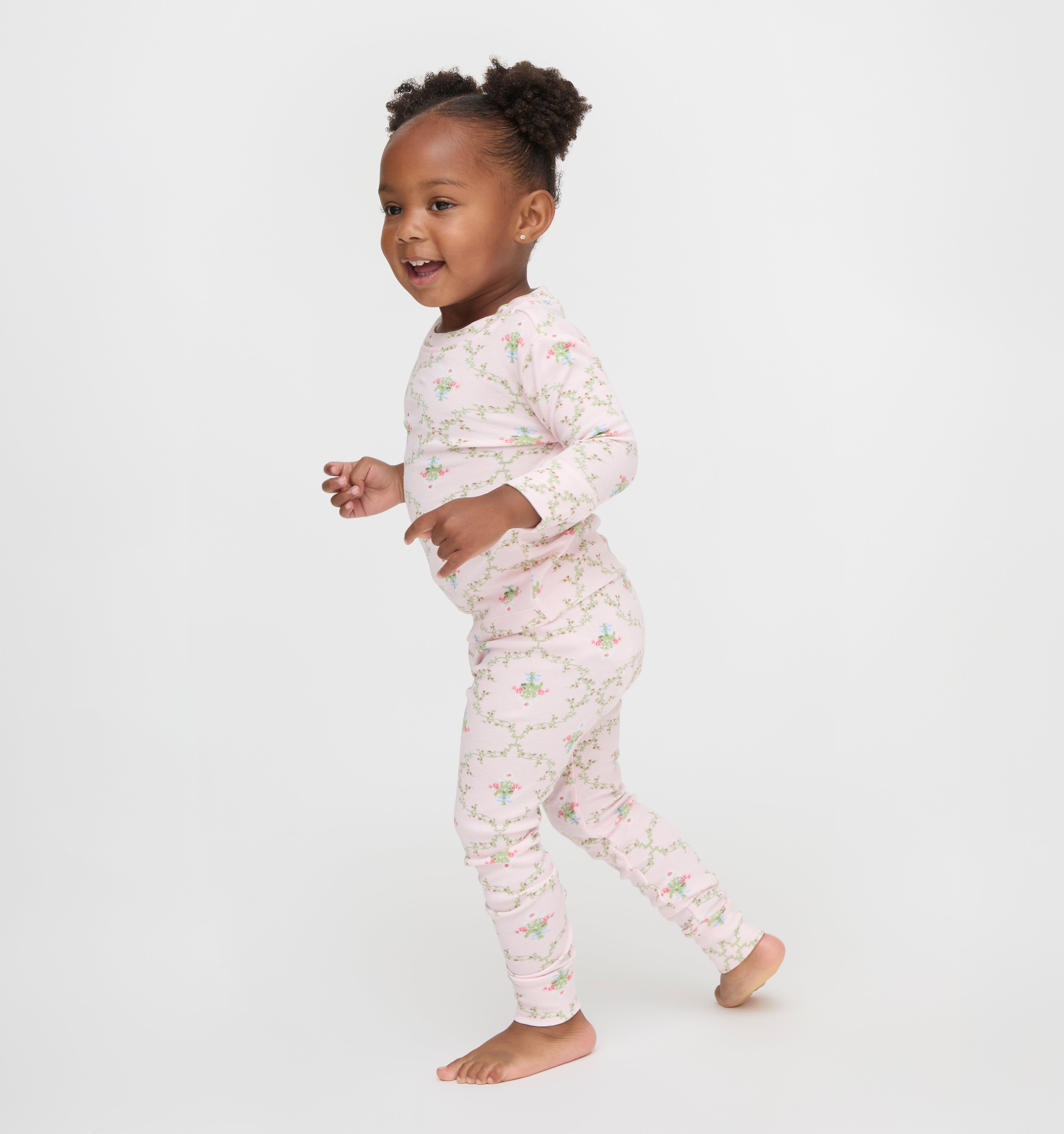 The Tiny Sully PJ Set - Light Pink Trellis