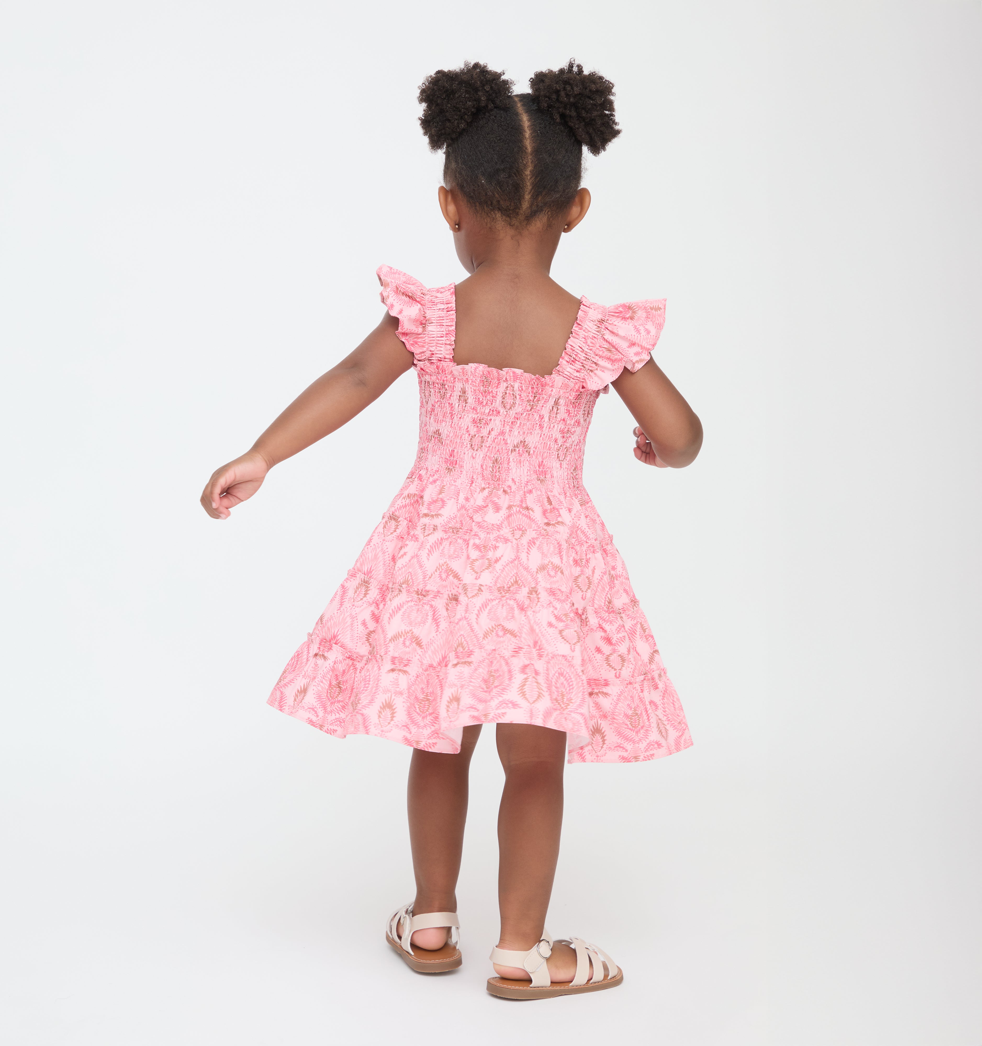 The Baby Ellie Nap Dress - Pink Palm Ikat