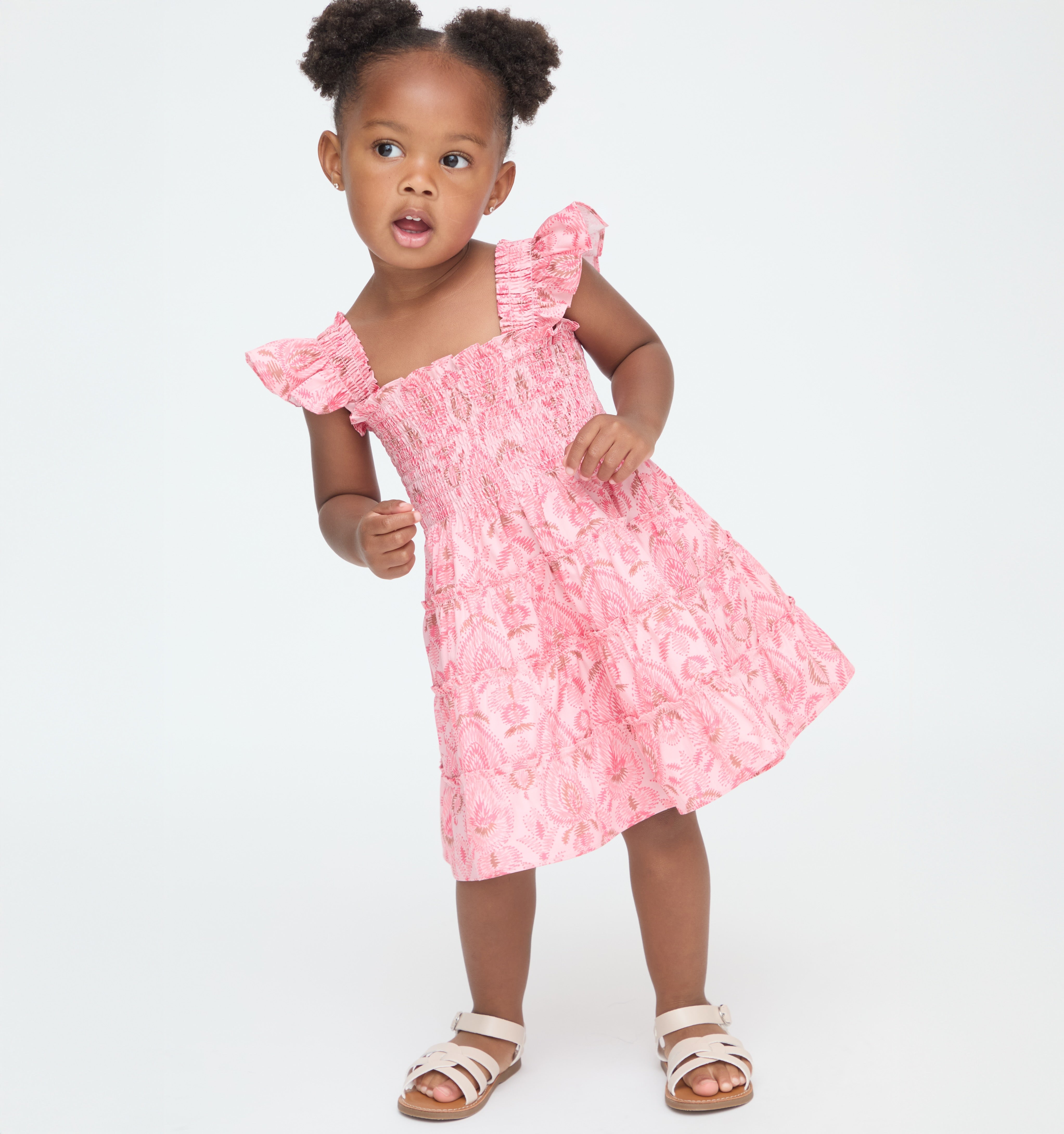 The Baby Ellie Nap Dress - Pink Palm Ikat