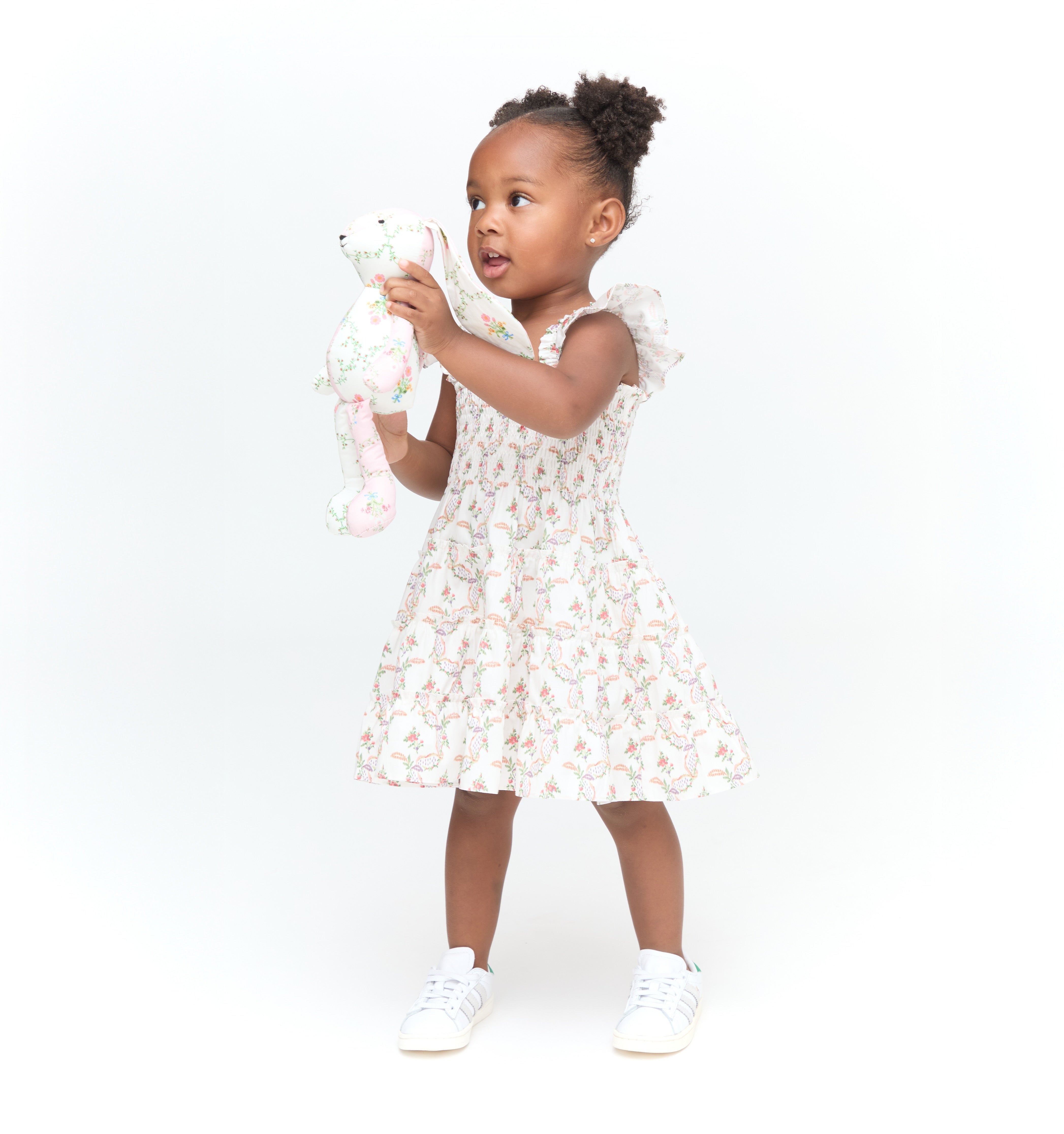 The Baby Ellie Nap Dress in Pink Ribbon Rose Ikat color: Pink Ribbon Rose Ikat