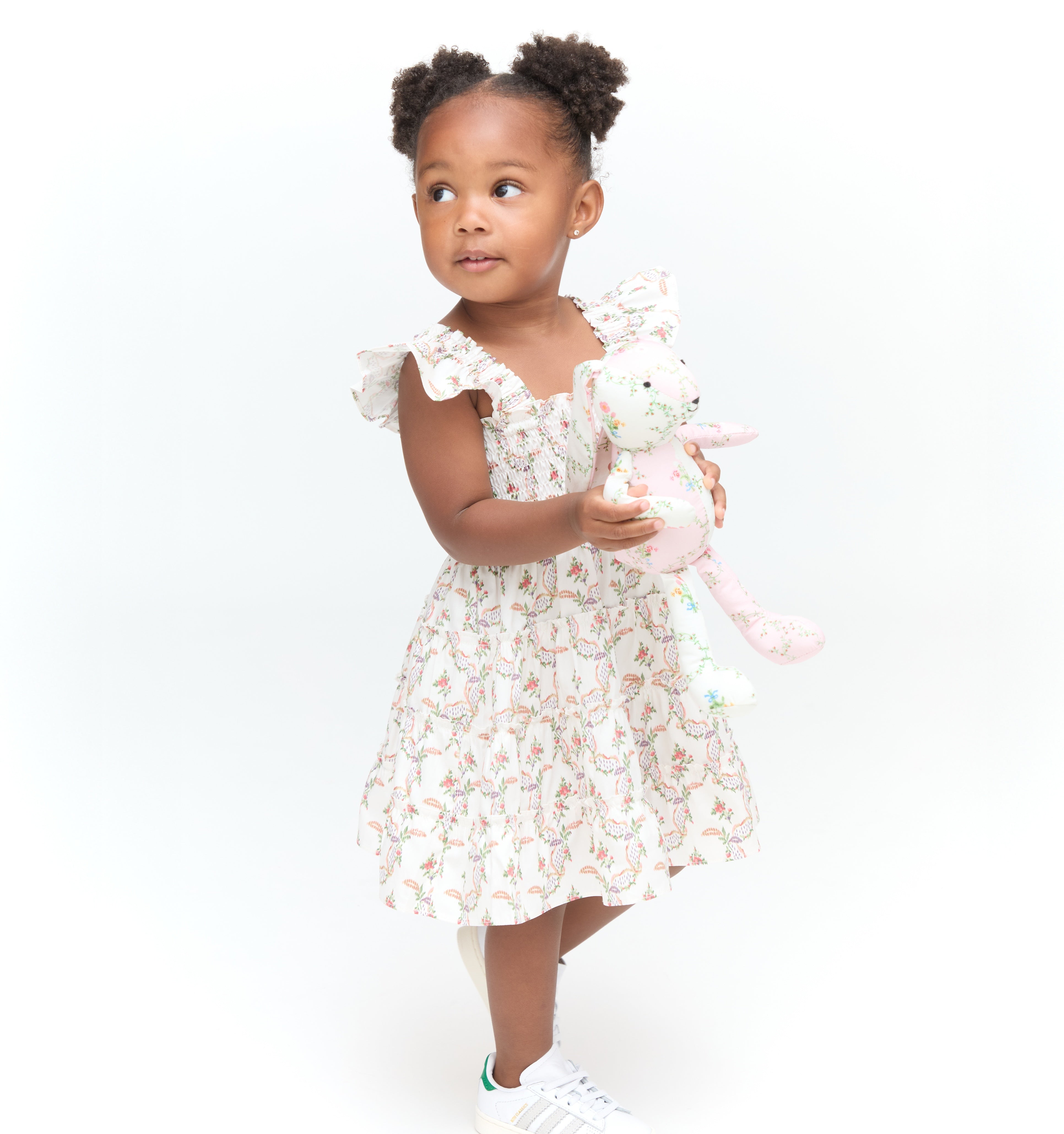 The Baby Ellie Nap Dress in Pink Ribbon Rose Ikat color: Pink Ribbon Rose Ikat