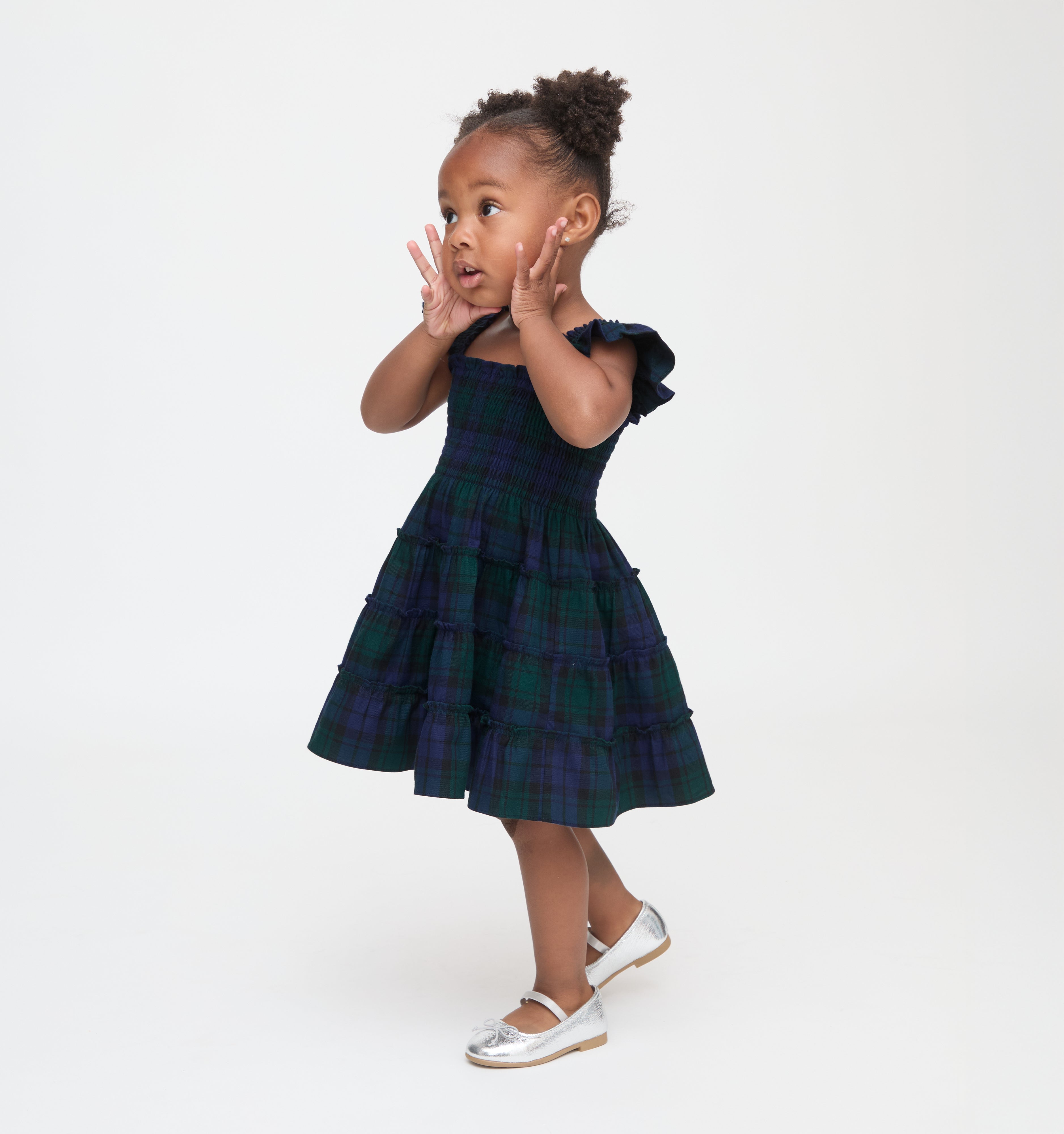 The Tiny Ellie Nap Dress in Blackwatch Tartan color: Blackwatch Tartan