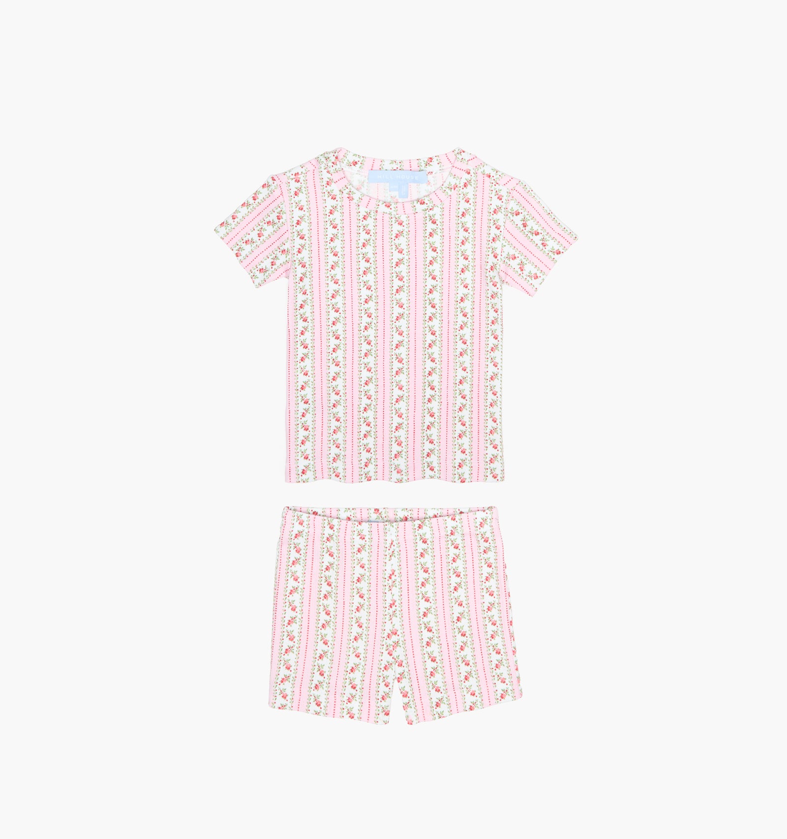 The Baby Lou Pointelle PJ Set - Floral Dot Stripe Pink
