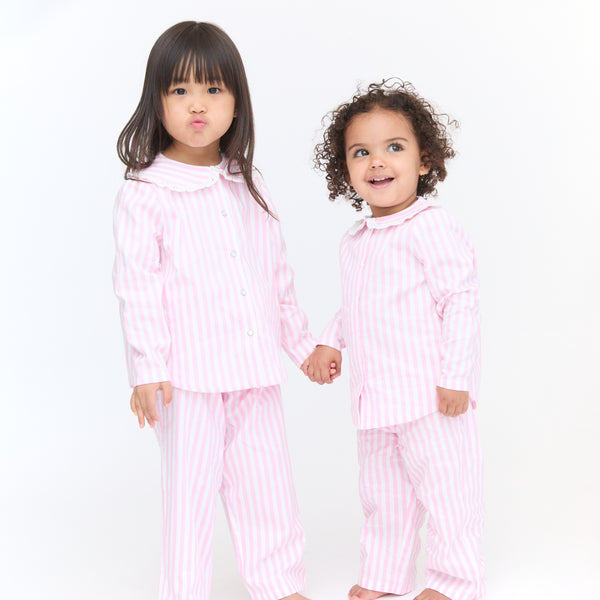 ベビーパジャマ House on the Hill Pajamas Flower Stripe The Tiny Cypress Set - Pink Stripe – Hill House Home