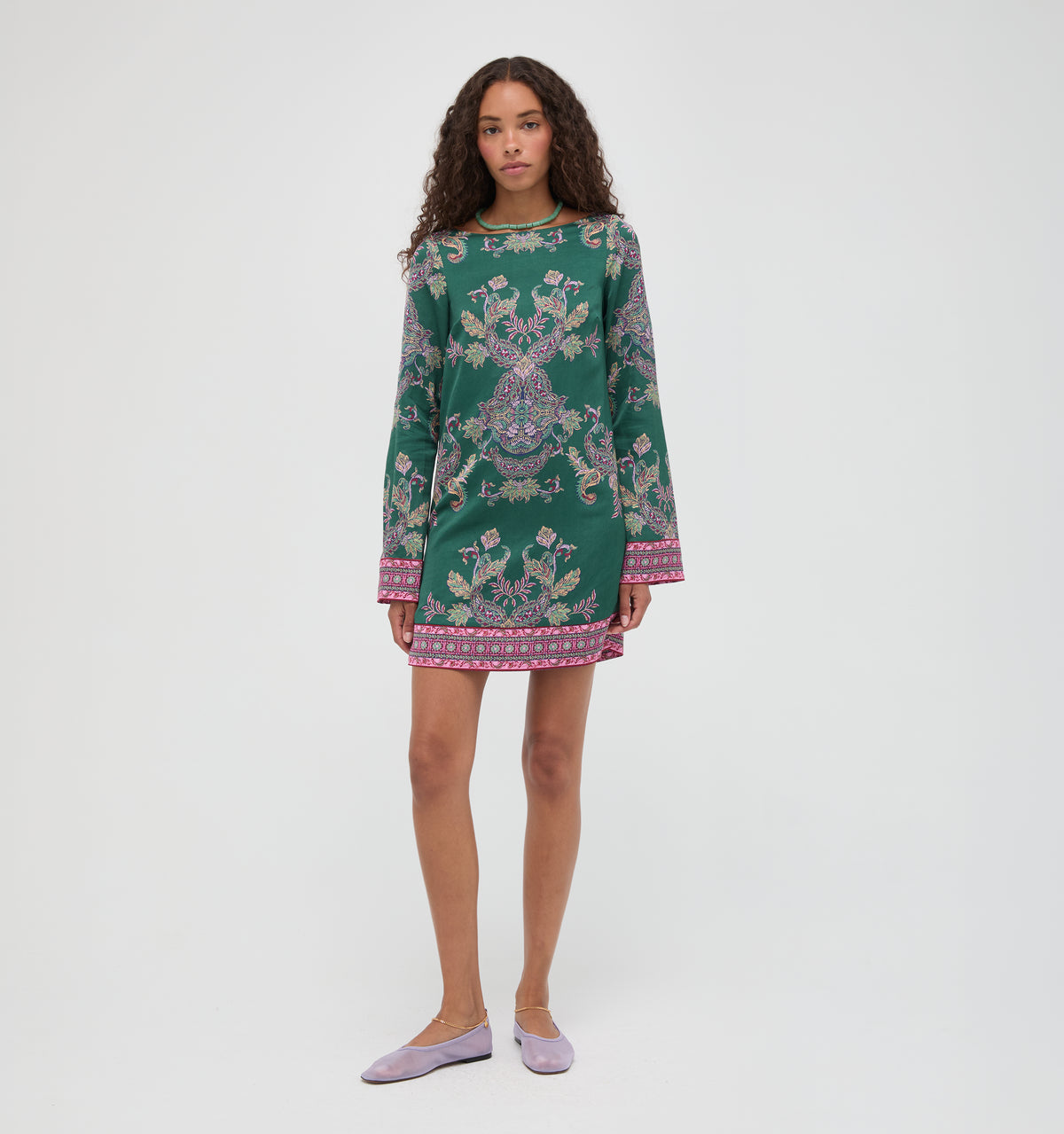 emerald green dress windsor The Long Sleeve Viola published_date:2026-04-01T15:10:30Z zipper closure Asymmetric Midi T-Shirt Dress Green prom dress Size:2 — M