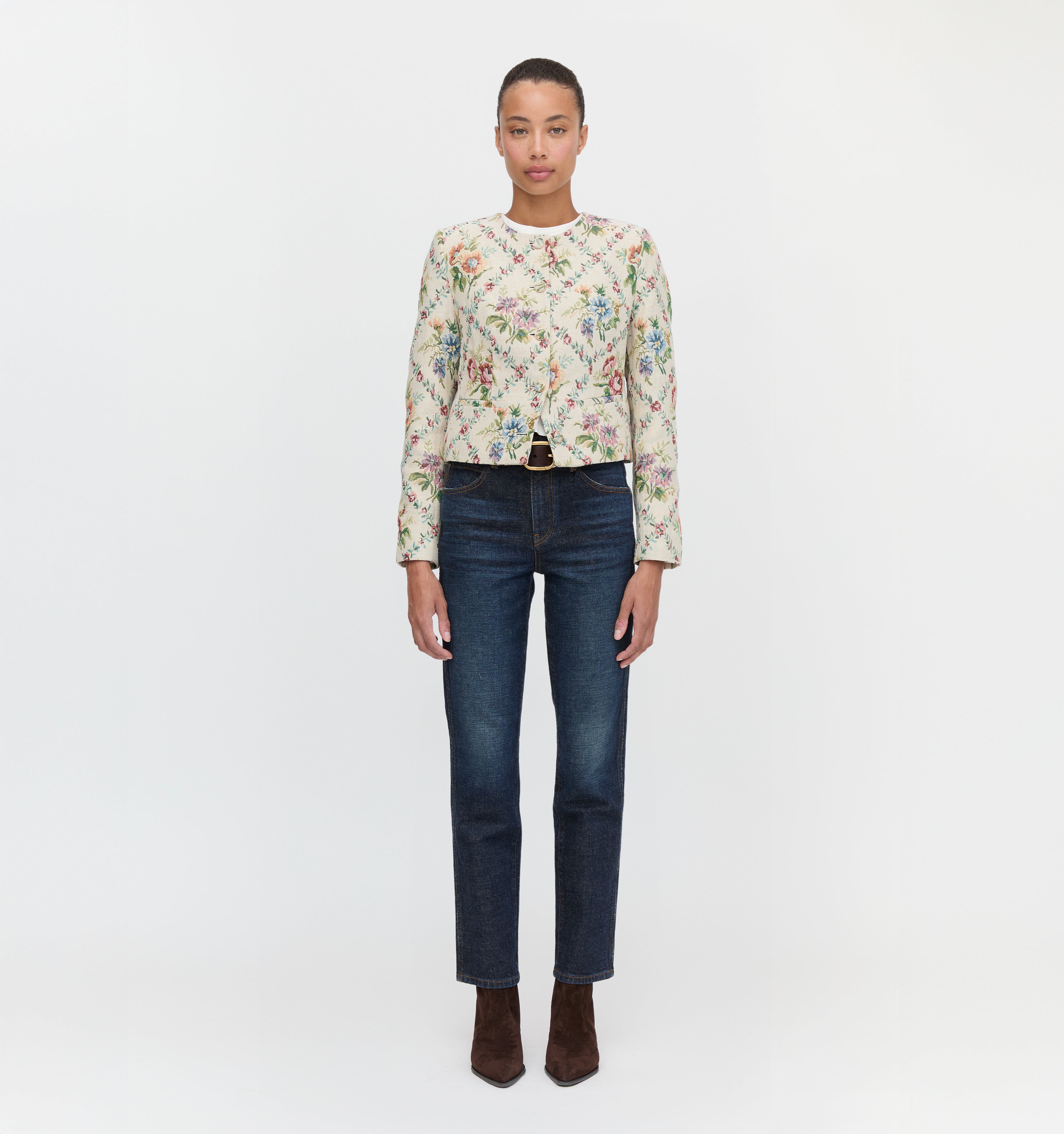 The Virginia Jacket in Tapestry Trellis Brocade color: Tapestry Trellis Brocade