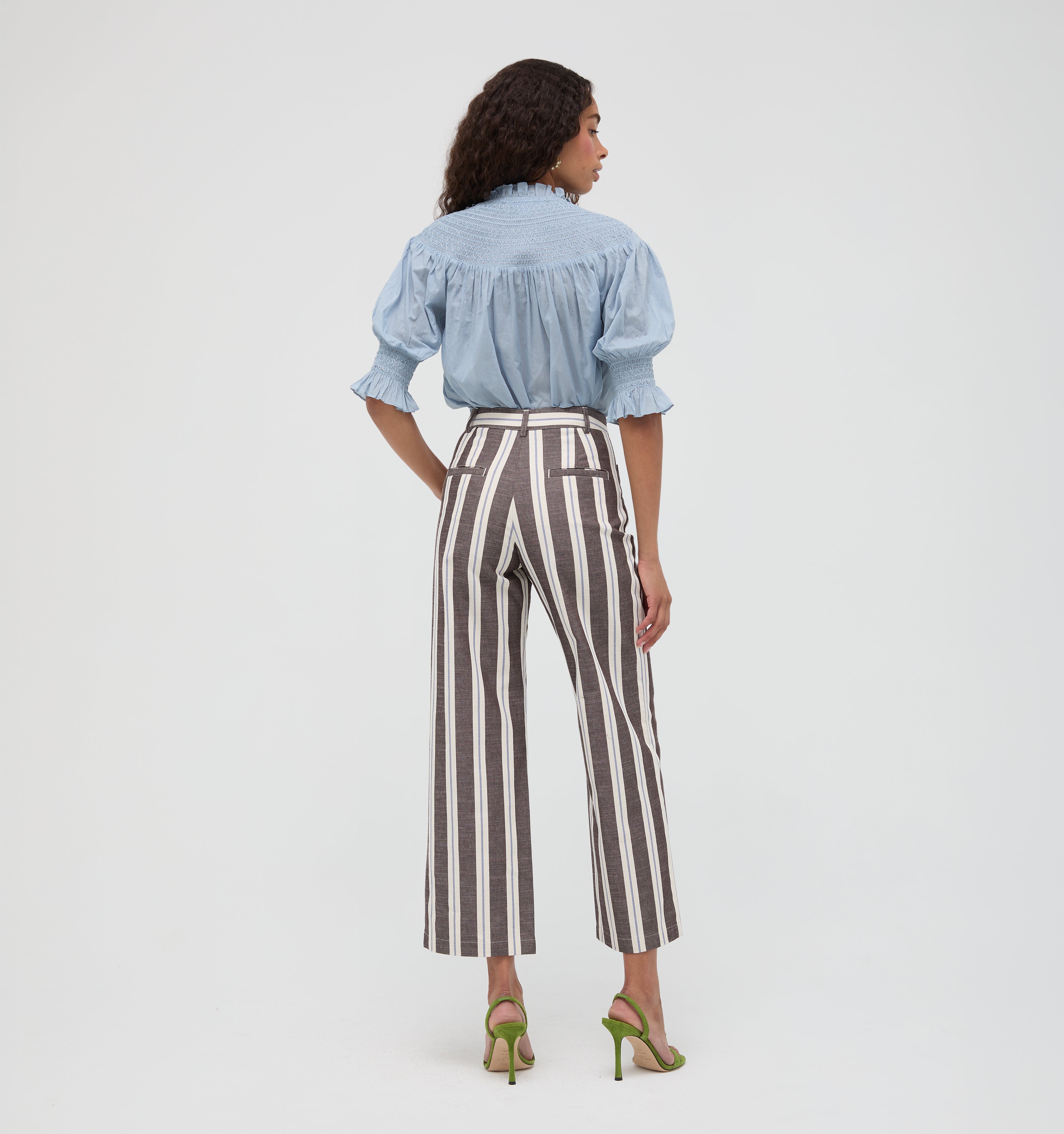 ボトムス house on the hill Pants (Check) 90 The Mindy Pant - Coln Ticking Stripe Chocolate – Hill House Home