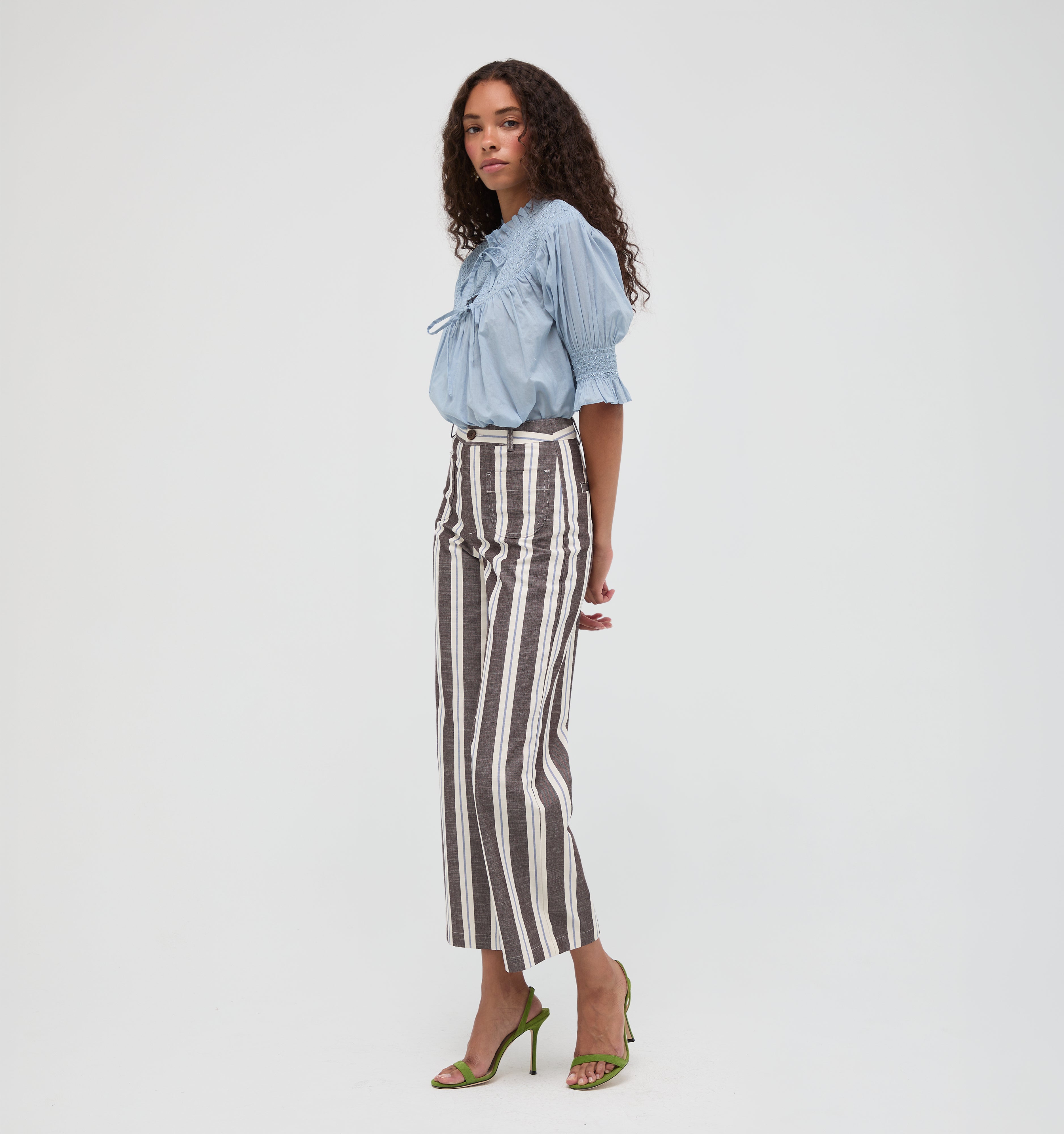 The Mindy Pant - Coln Ticking Stripe Chocolate – Hill House Home