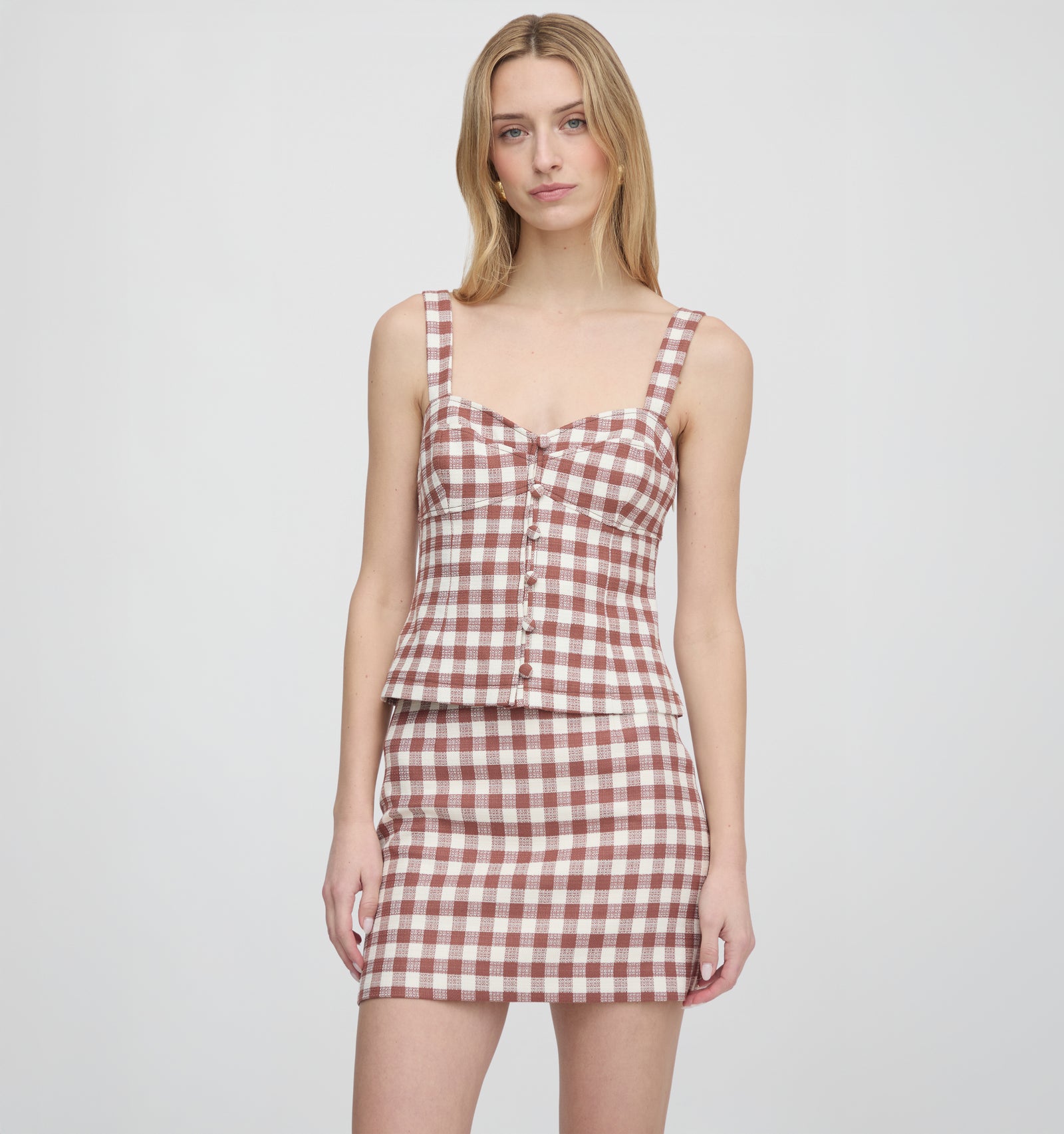The Hallie Skirt - Cognac Gingham