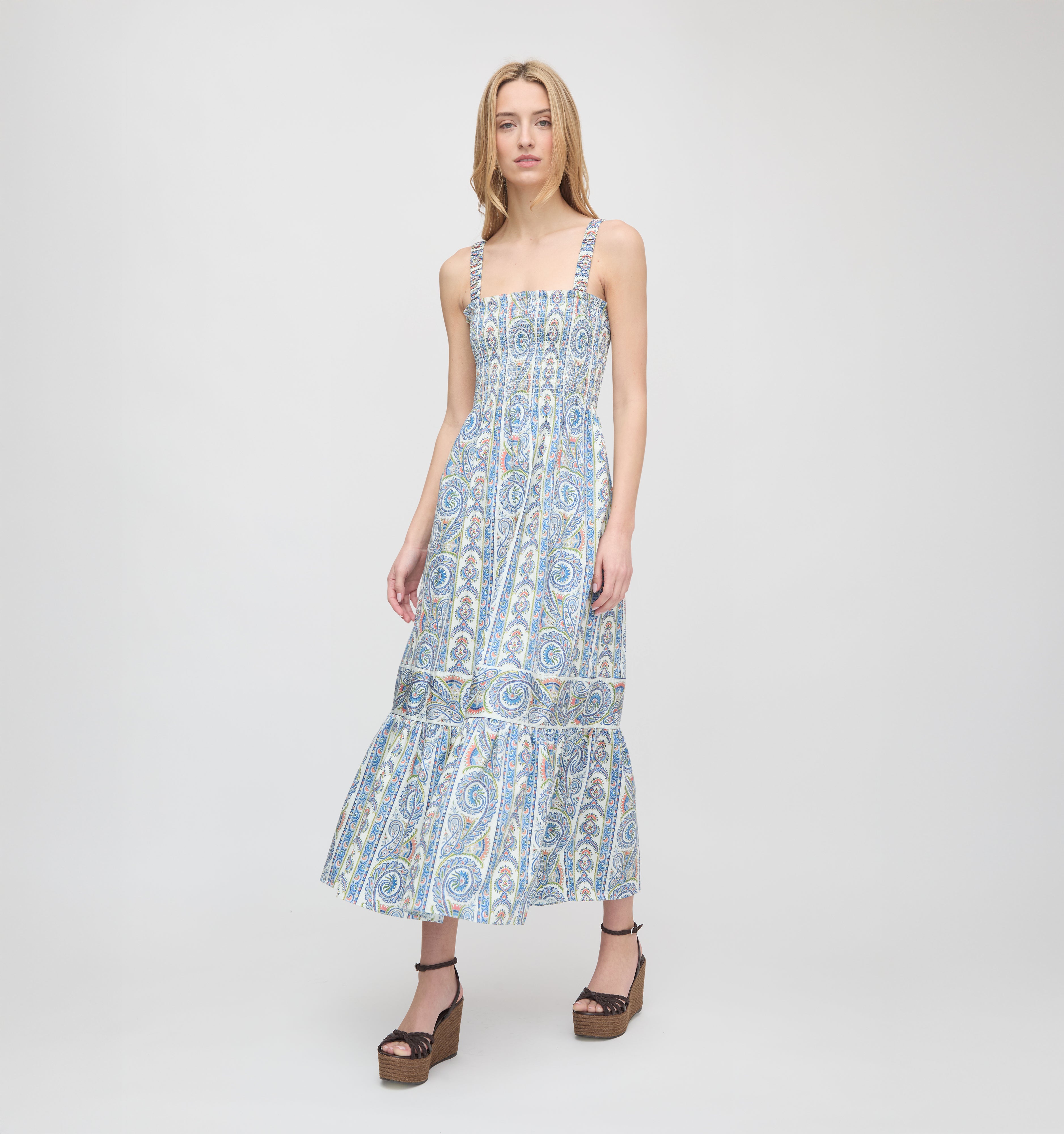 The Anjuli Nap Dress - Blue Corsica Paisley
