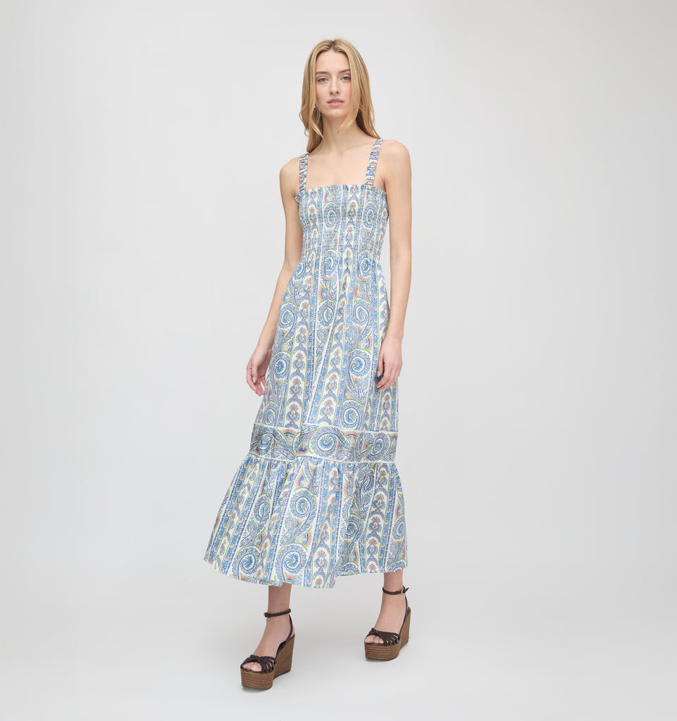 The Anjuli Nap Dress - Blue Corsica Paisley – Hill House Home