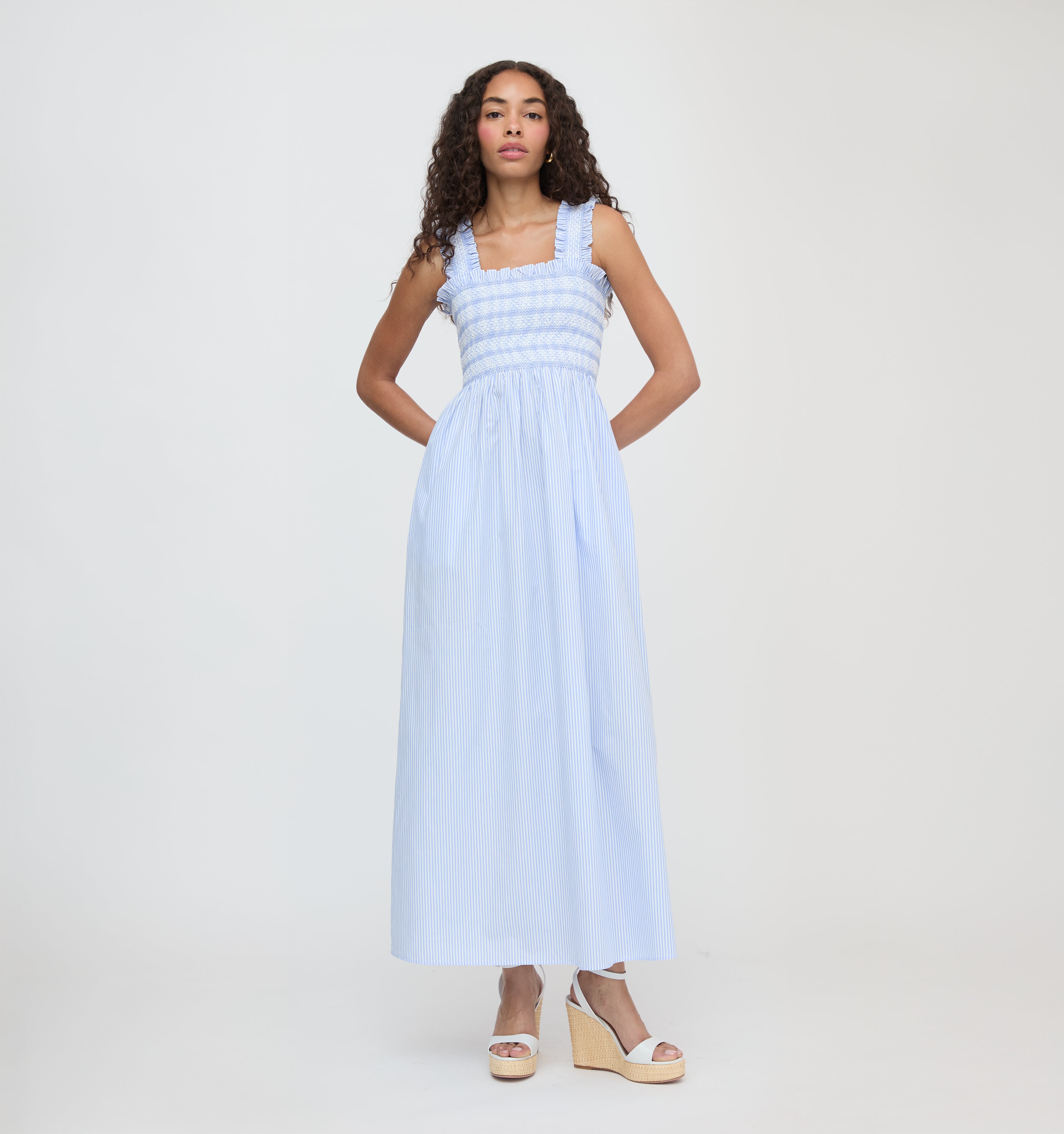 The Ashlyn Nap Dress - Blue/White Stripe – Hill House Home