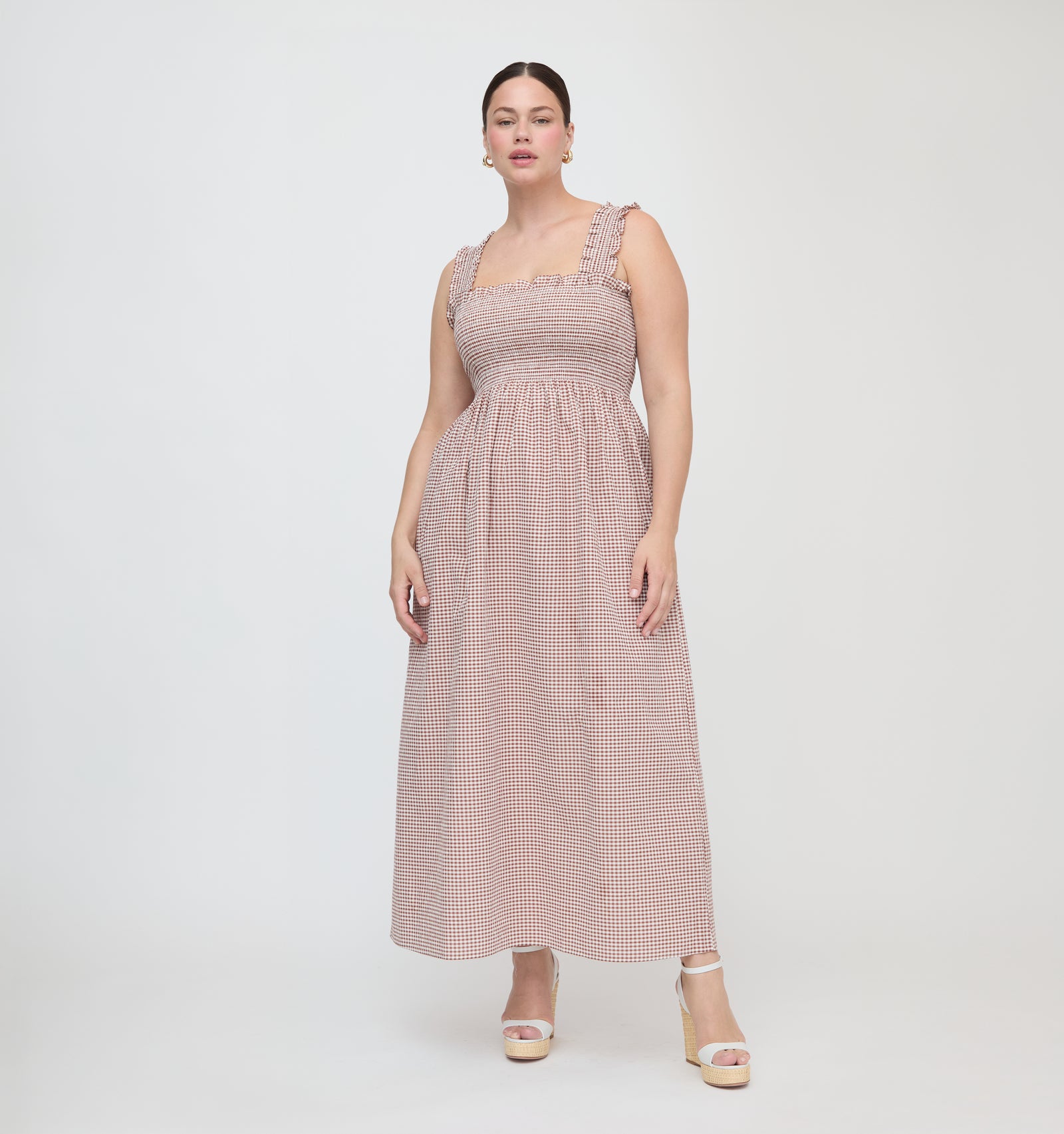 The Ashlyn Nap Dress - Cognac Gingham