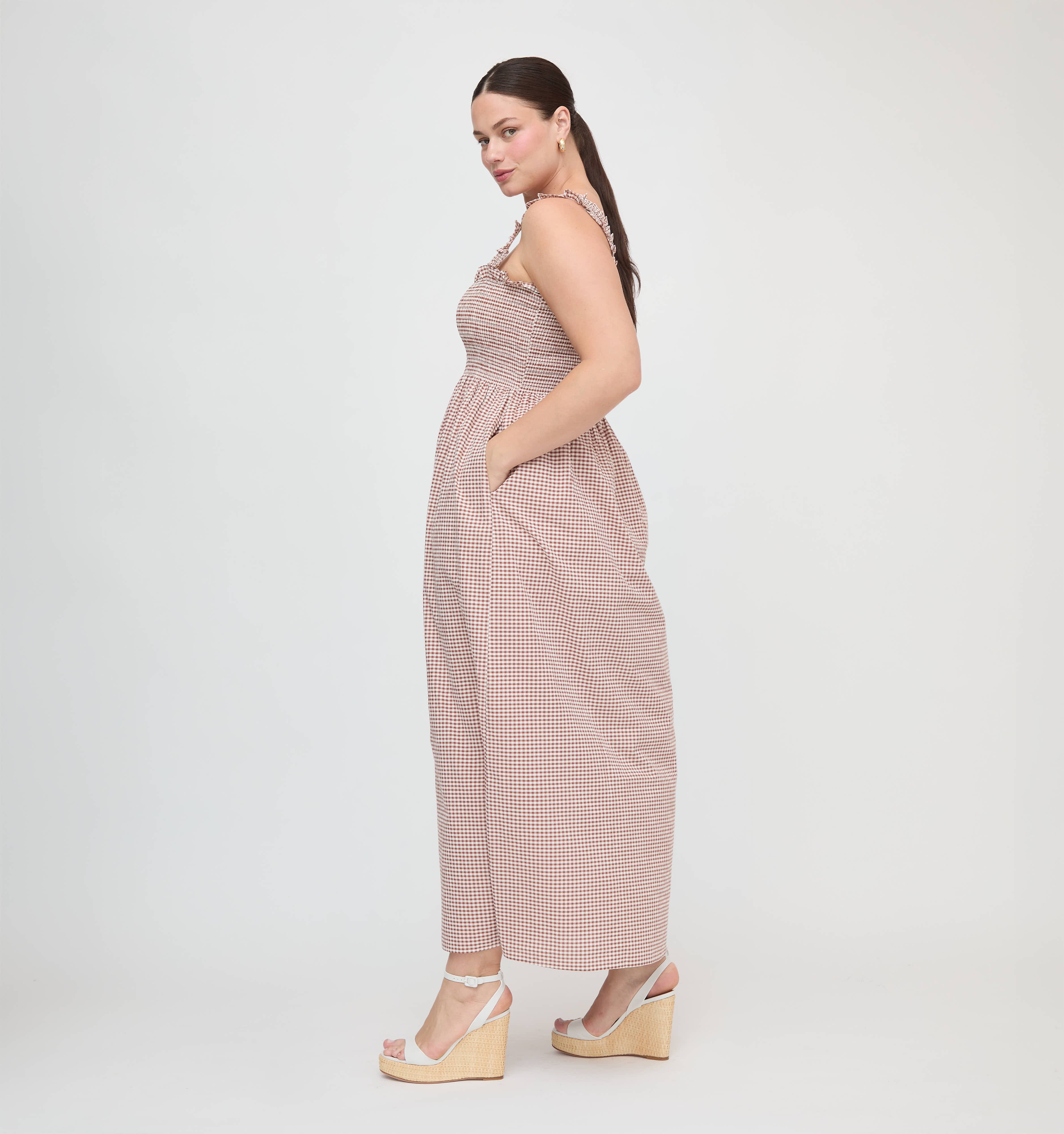 The Ashlyn Nap Dress - Cognac Gingham – Hill House Home