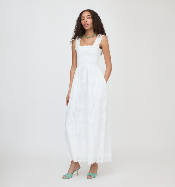 The Ashlyn Nap Dress - White Trellis Broderie – Hill House Home