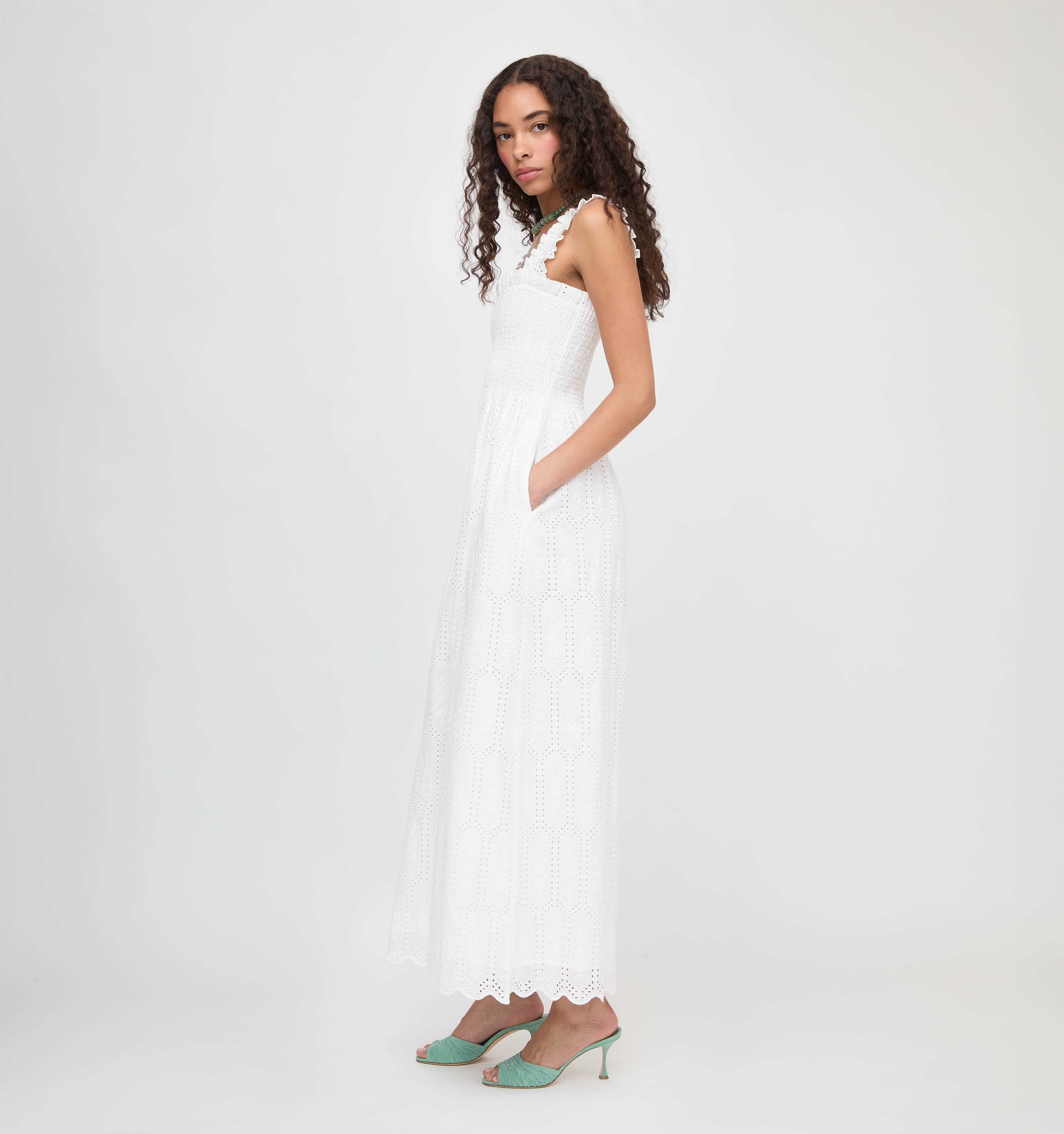 The Ashlyn Nap Dress - White Trellis Broderie – Hill House Home