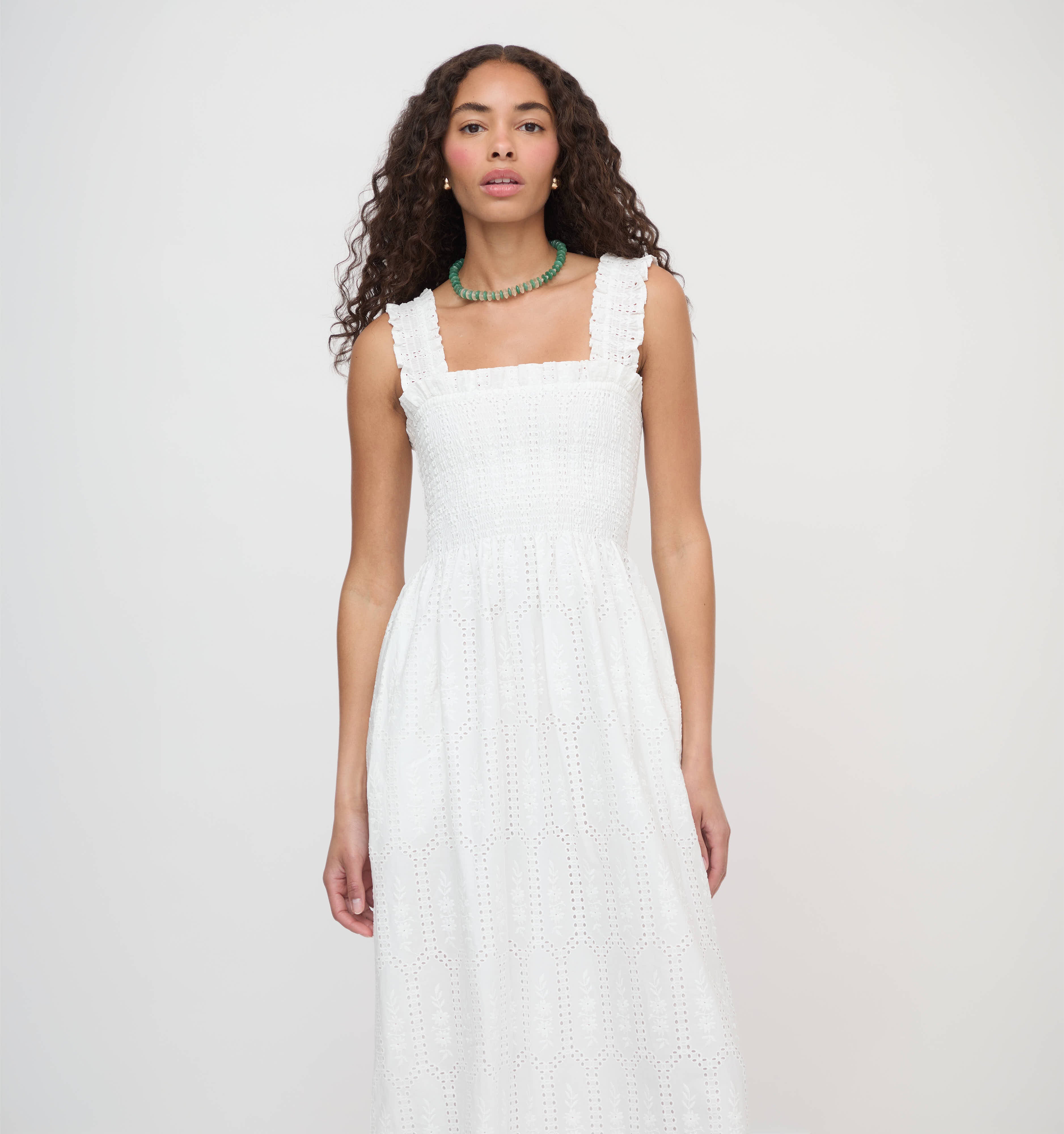 The Ashlyn Nap Dress - White Trellis Broderie – Hill House Home