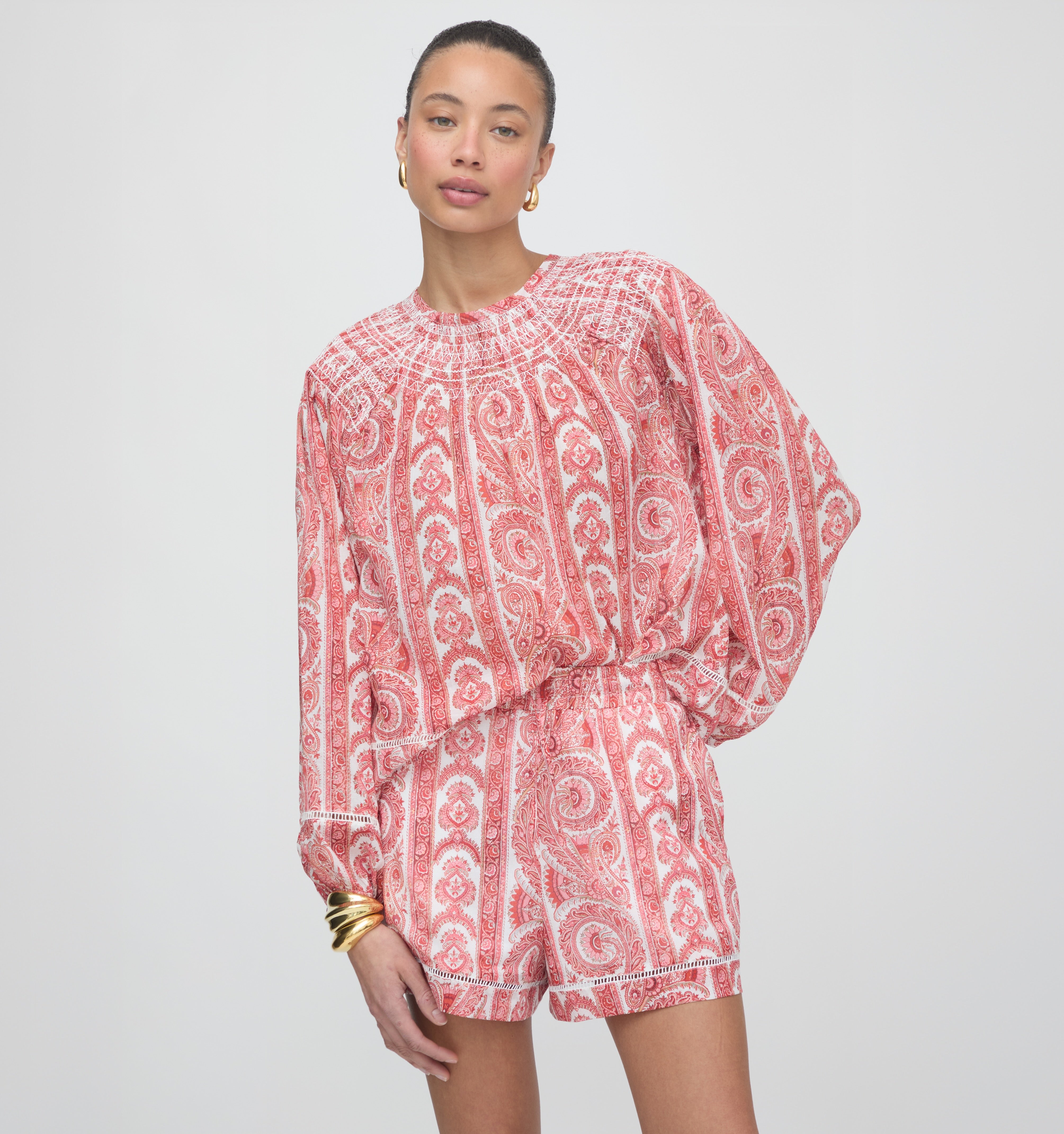 The Audrey Short - Coral Corsica Paisley – Hill House Home