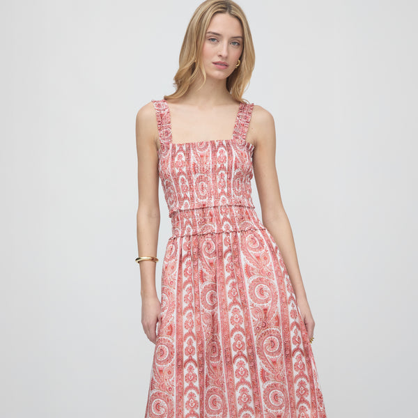 The Azalea Maxi Nap Dress - Coral Corsica Paisley – Hill House Home